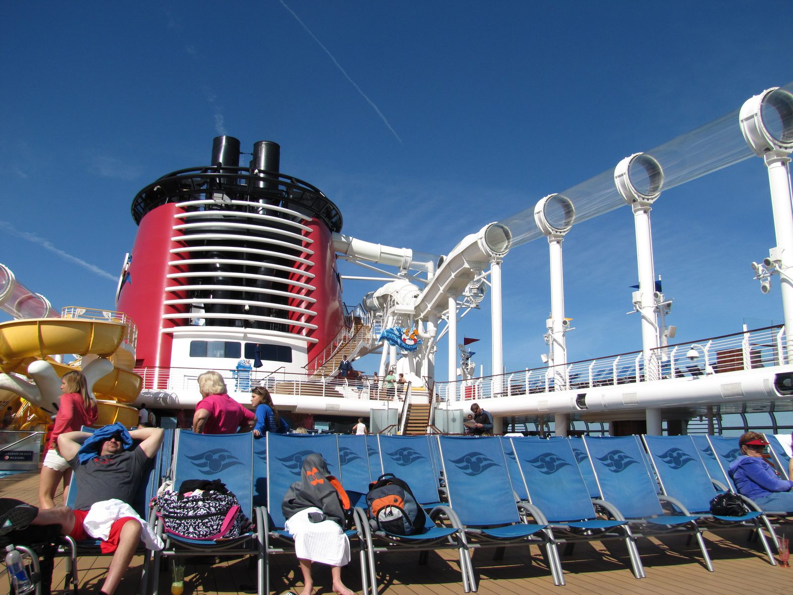 The ship's funnel over the pool deck