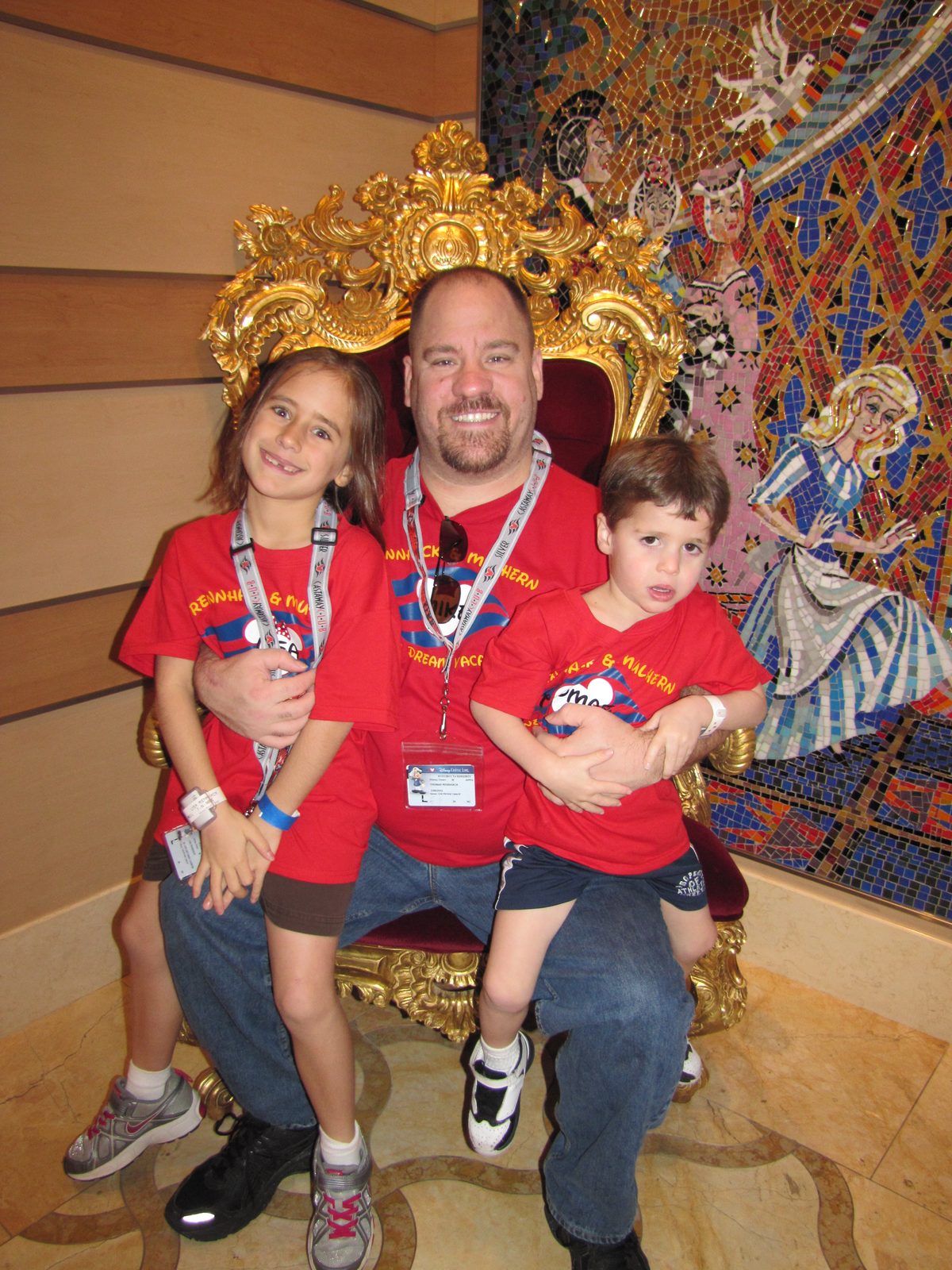 Lisa, Michael and Thomas on the throne, a regal bunch
