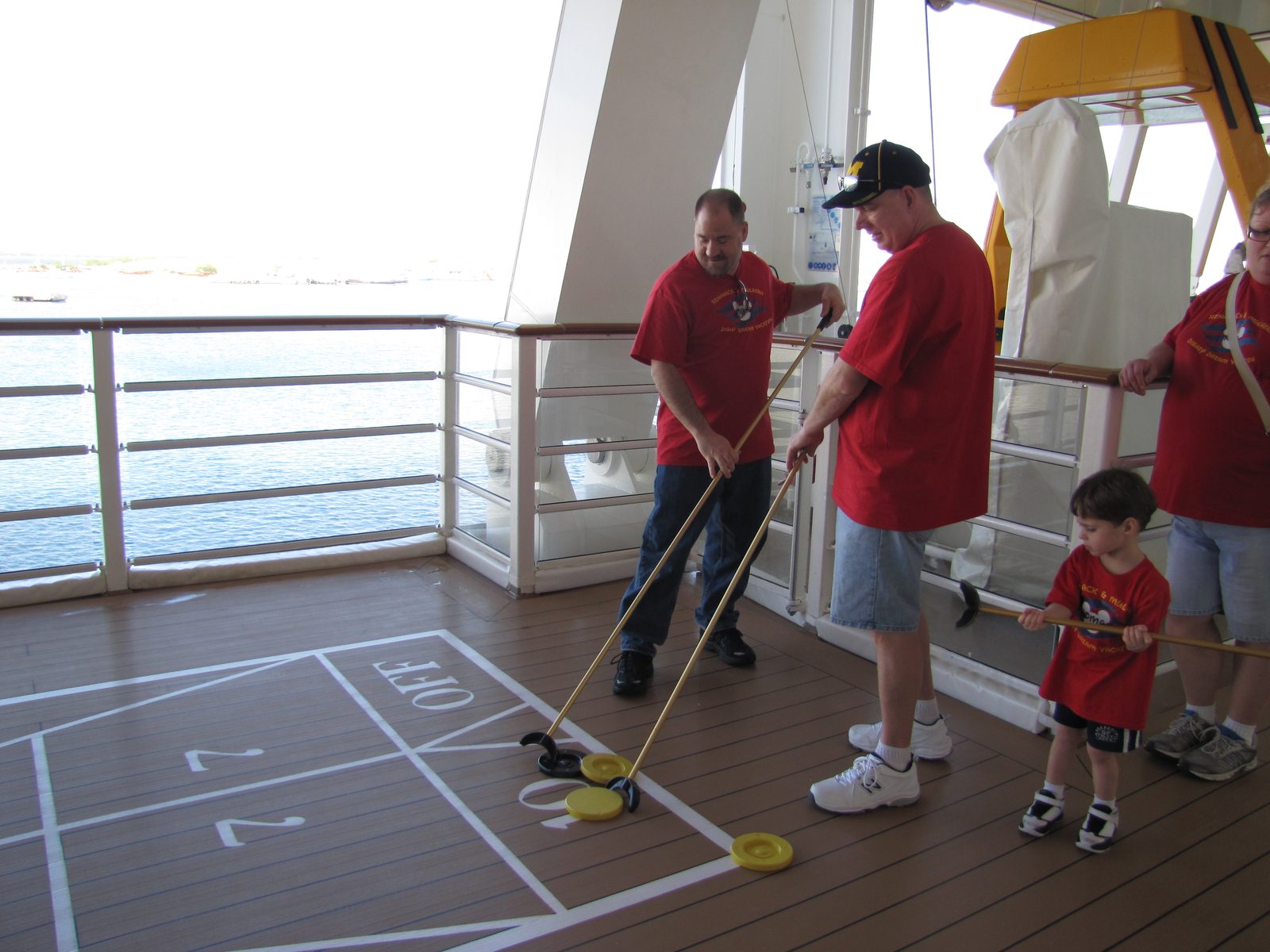 Shuffleboard on deck with Thomas