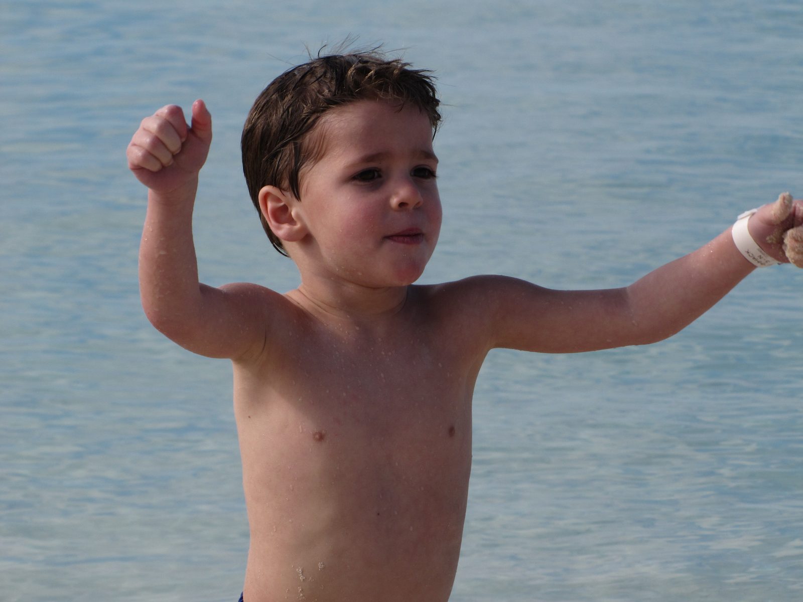 Thomas in the water at Castaway Cay