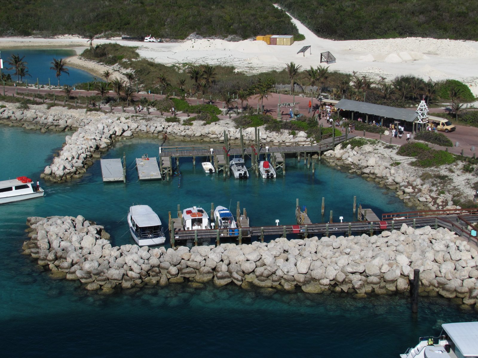 The boat harbor at Castaway Cay
