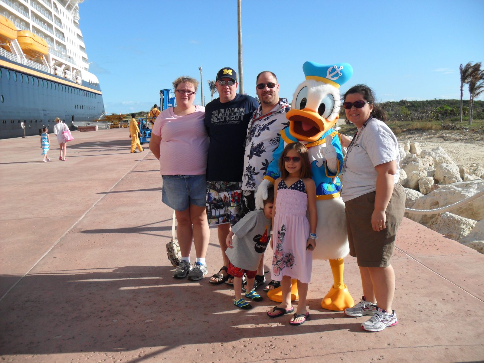 Donald greets us on the boardwalk