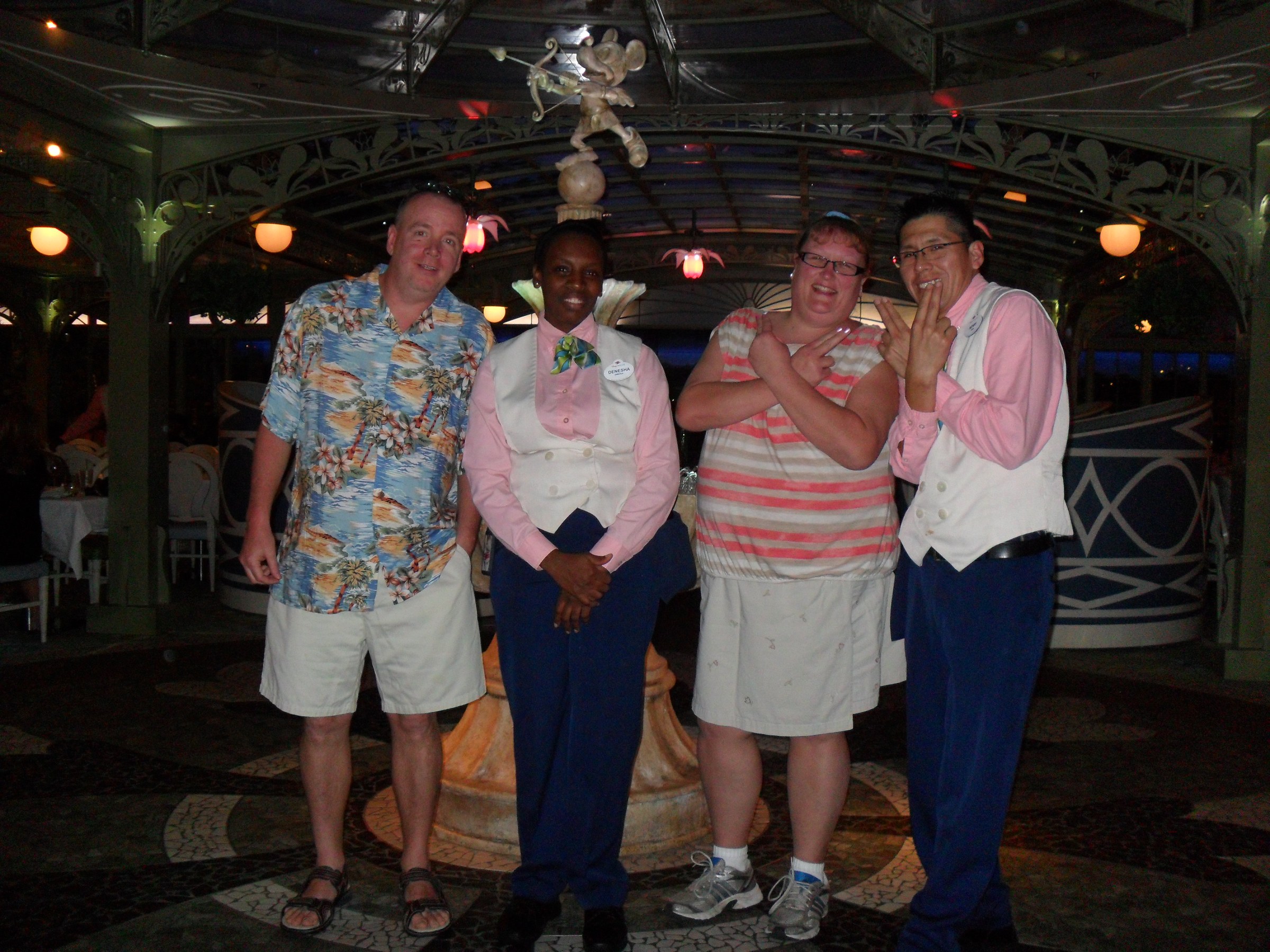 Dan and Kim with two of our servers in Enchanted Garden
