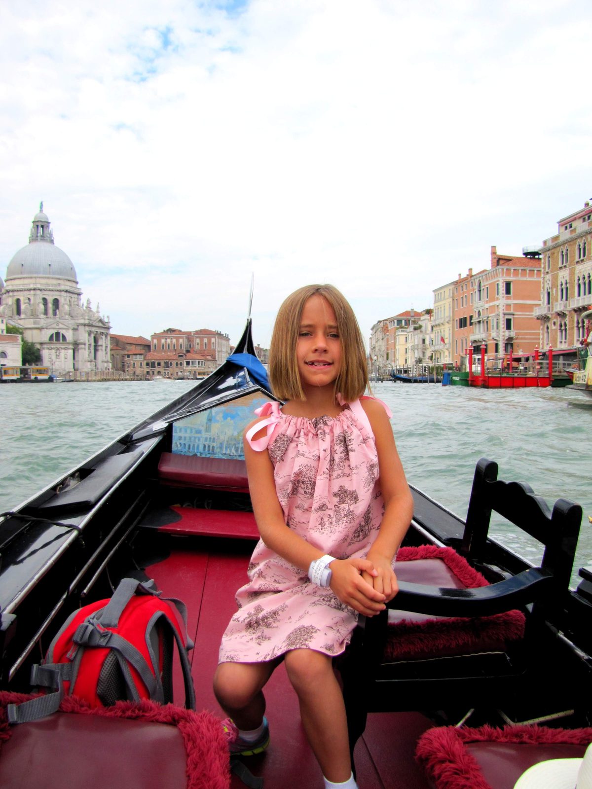 Lisa on the boat near Santa Maria della Salute