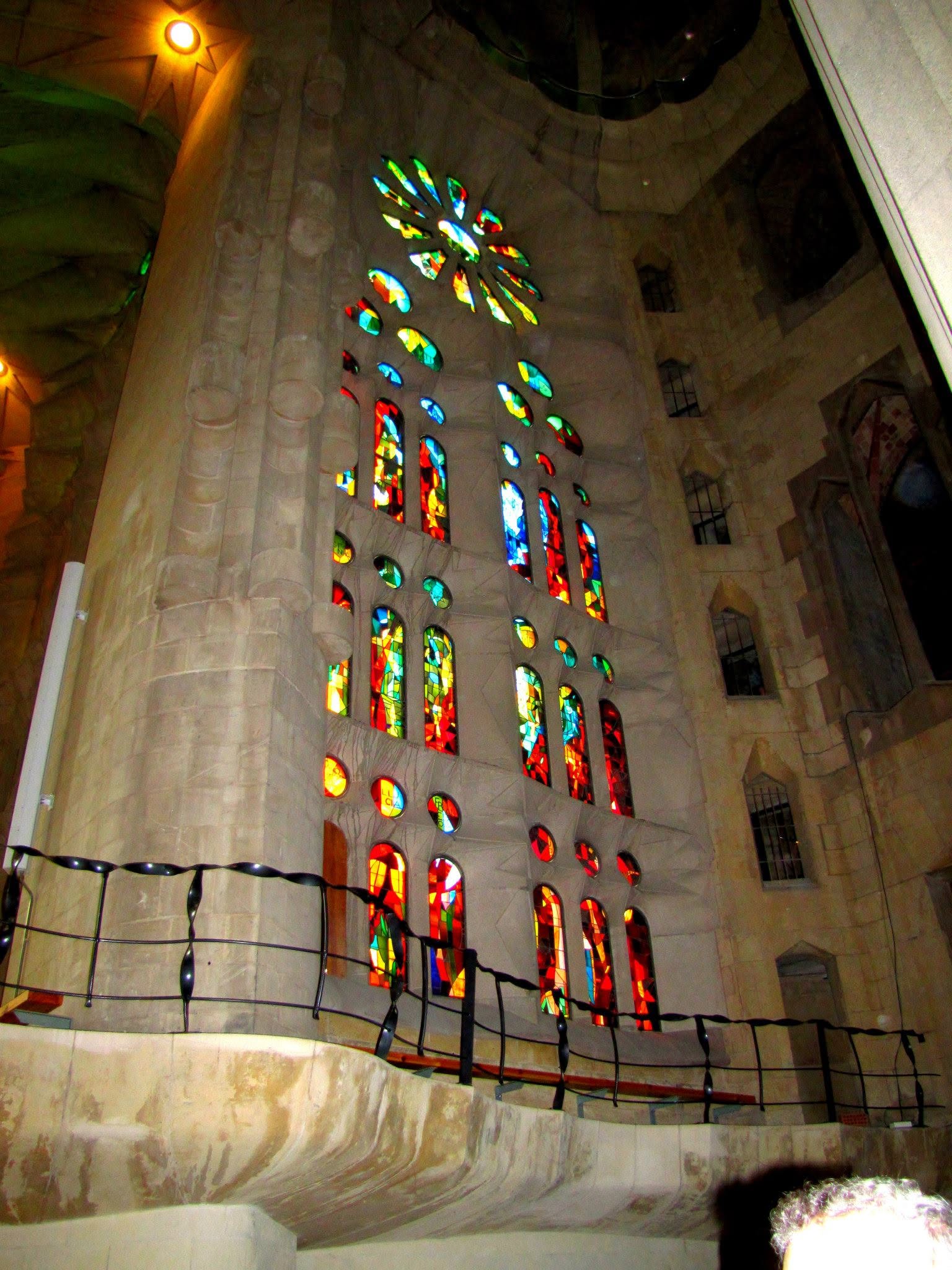 Stained glass inside the Sagrada Familia