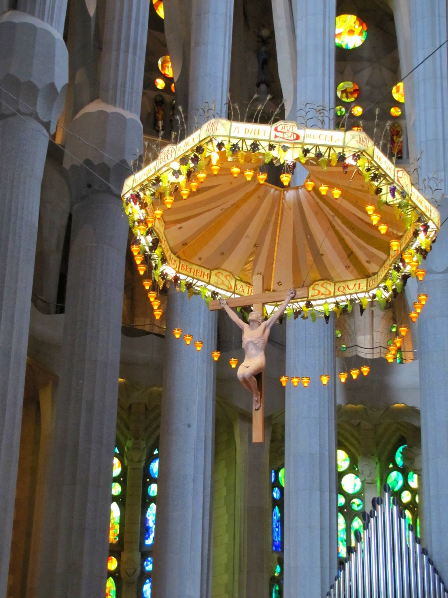 The crucifix inside the Sagrada Familia