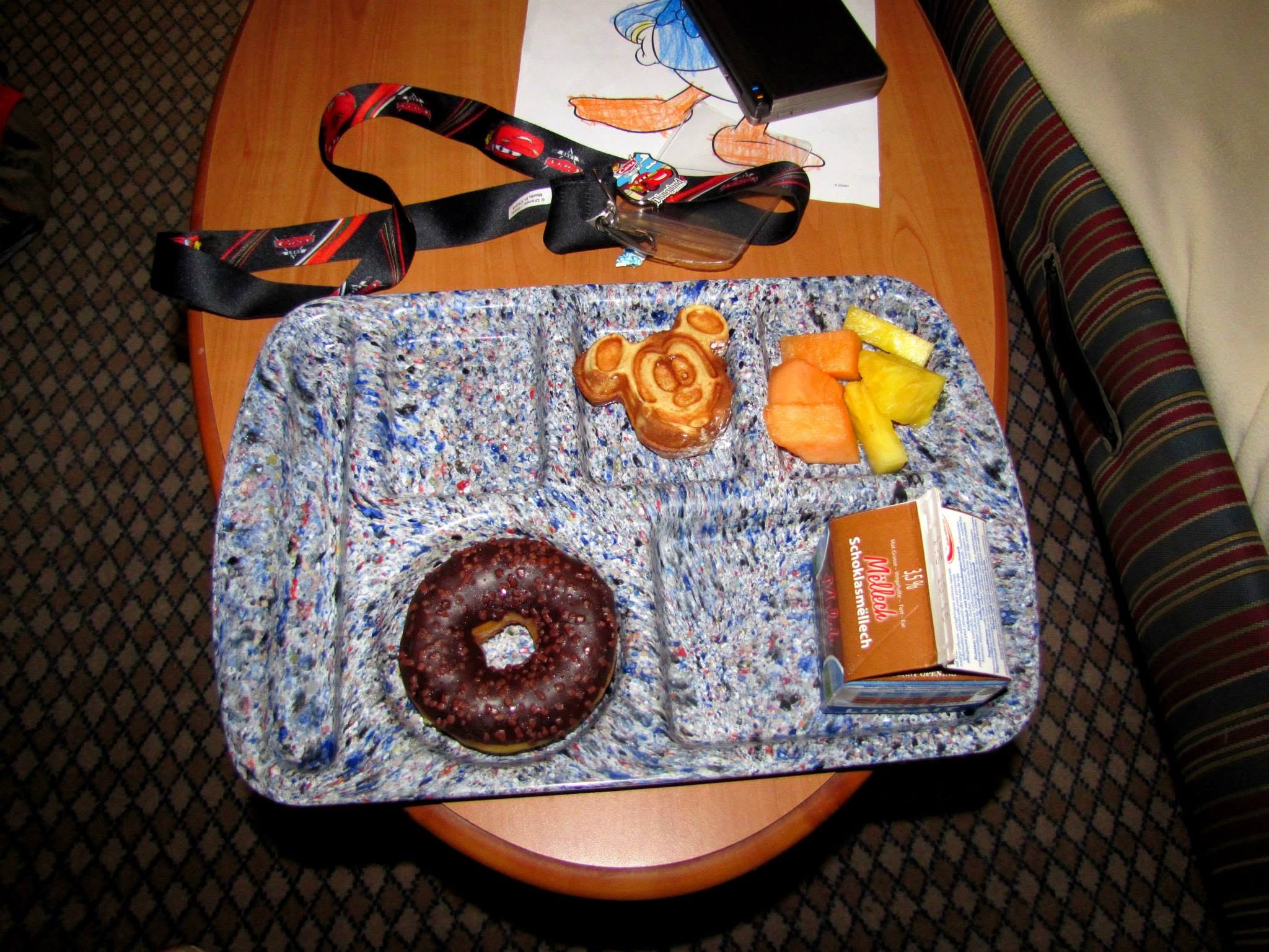 Breakfast on the bedside table aboard the Magic