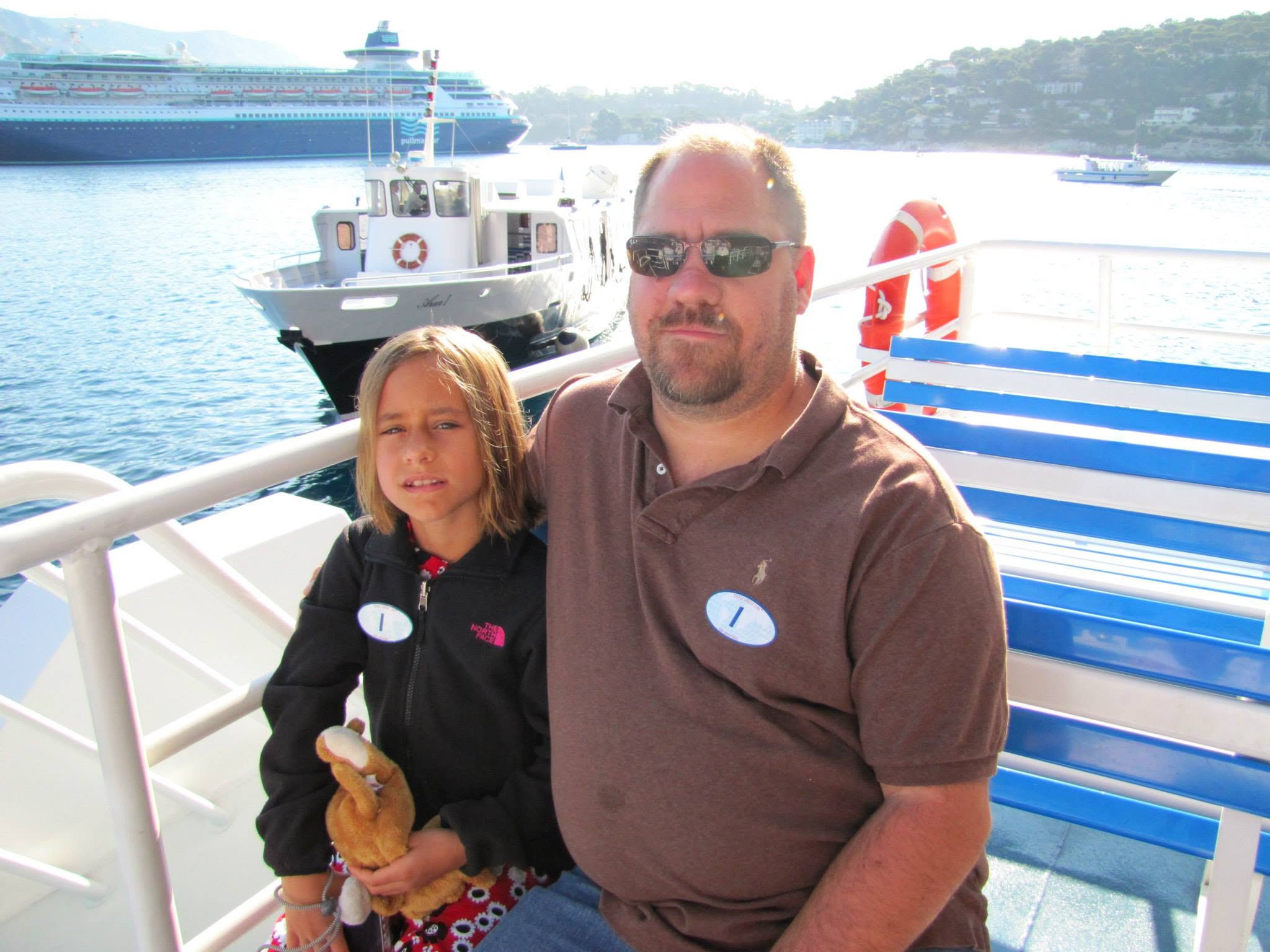 Lisa and Michael on the tender with our group 1 stickers