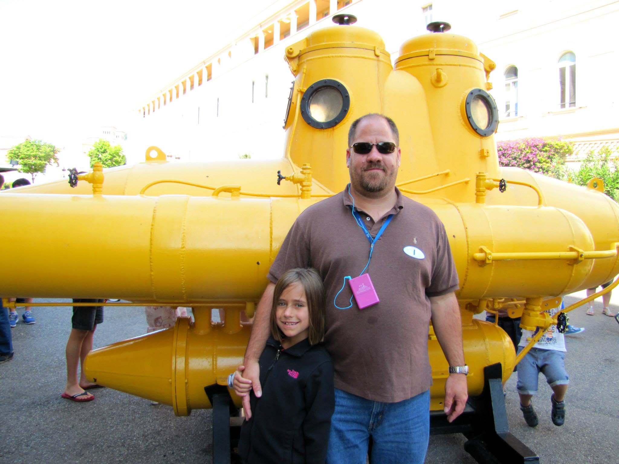 Lisa and Michael by the Cousteau submarine in Monaco
