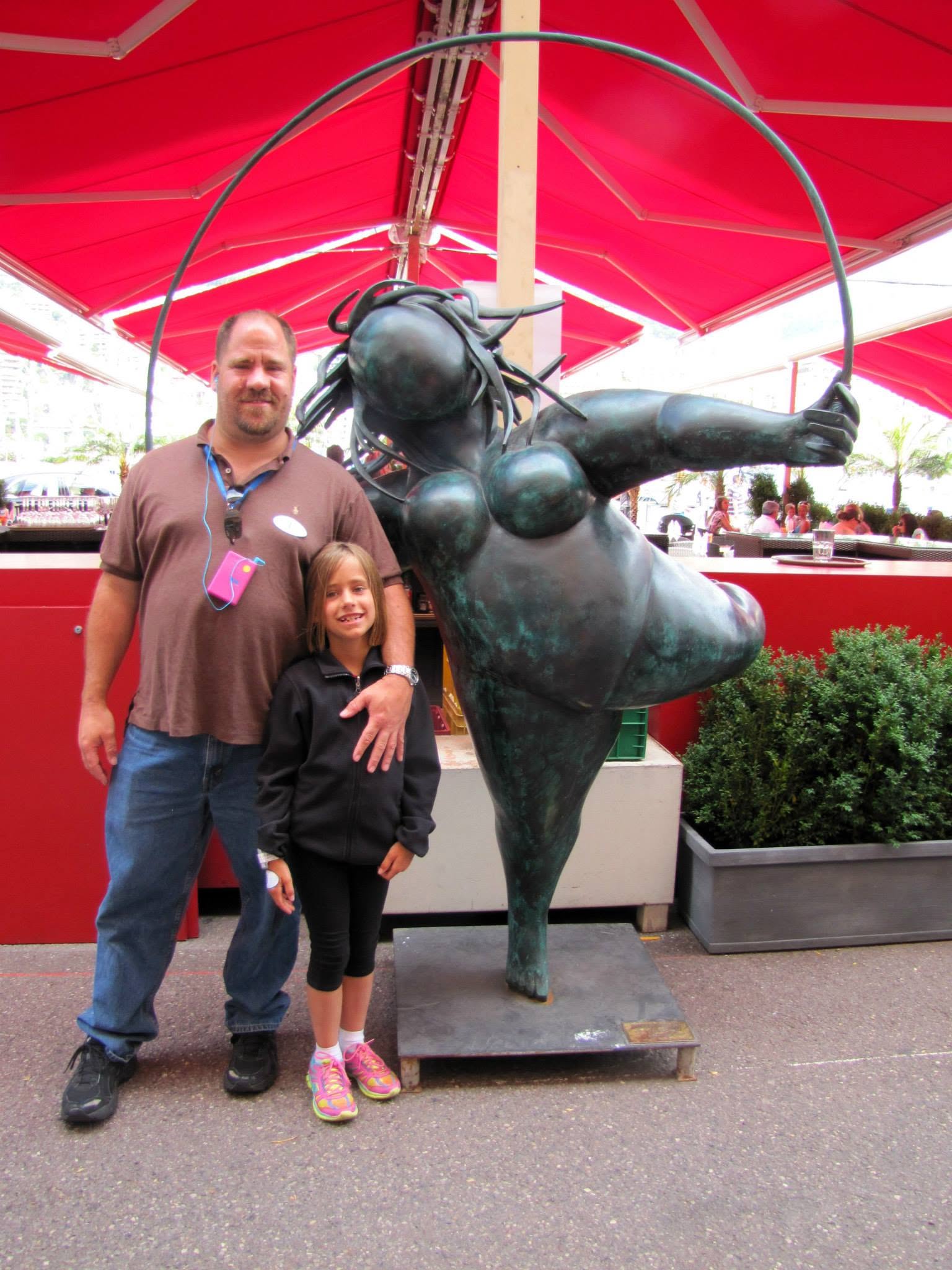 Lisa and Michael with a statue in Monte Carlo