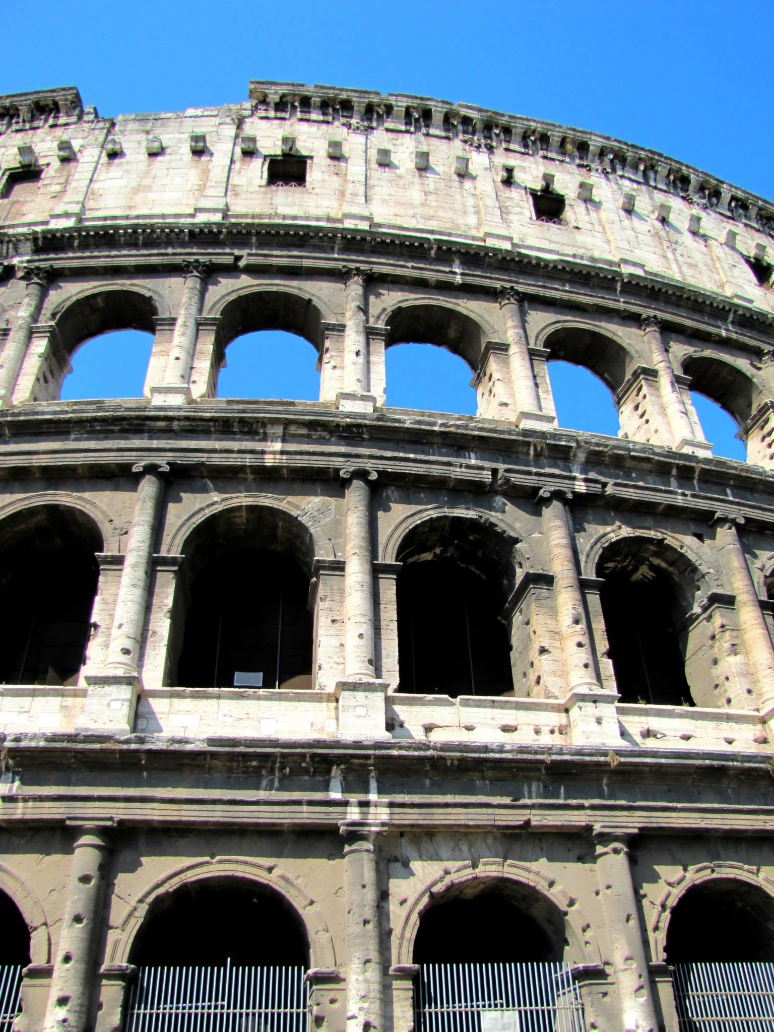 Looking up at the Colosseum