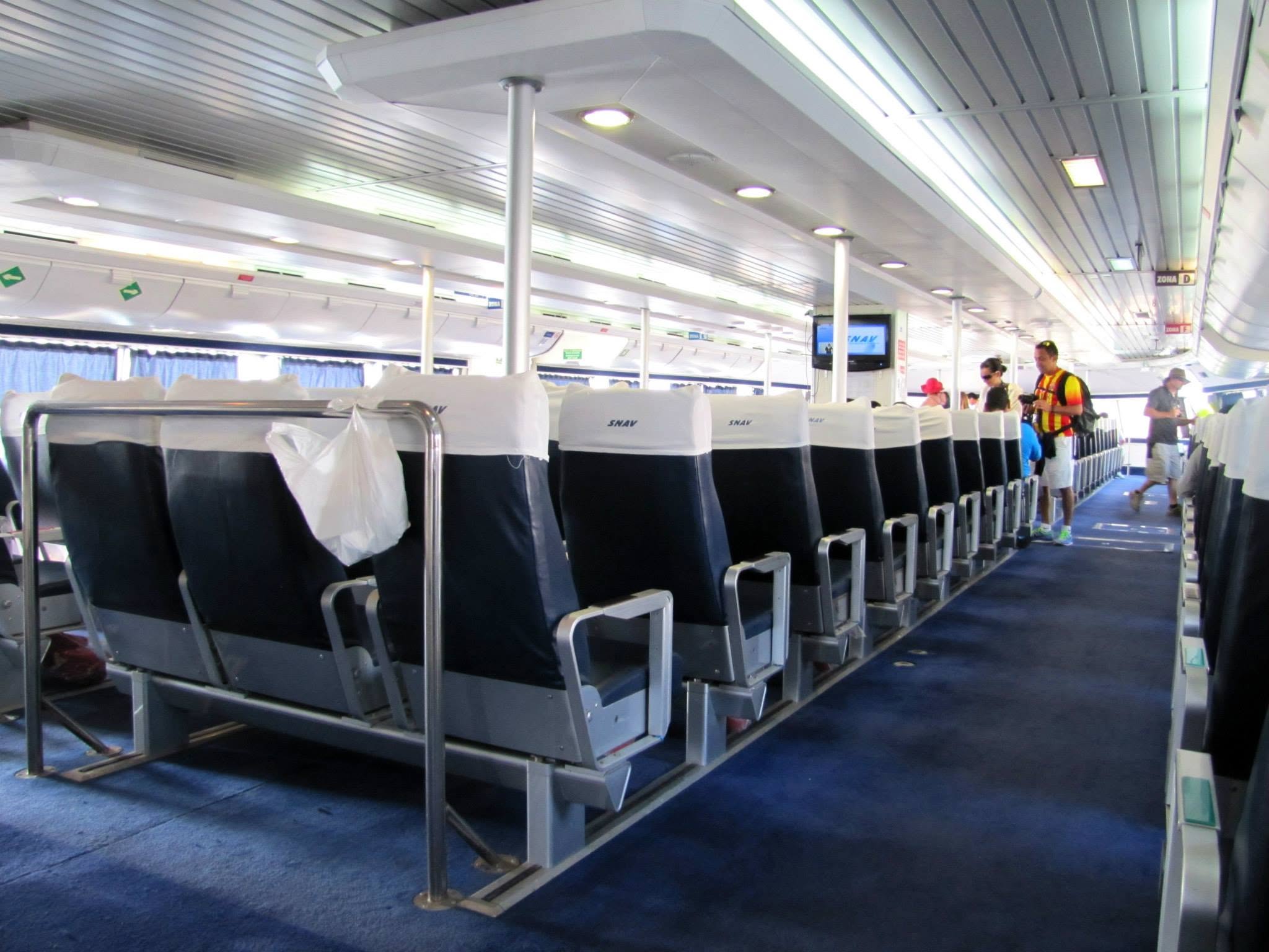 Inside the jetfoil from Naples to Capri