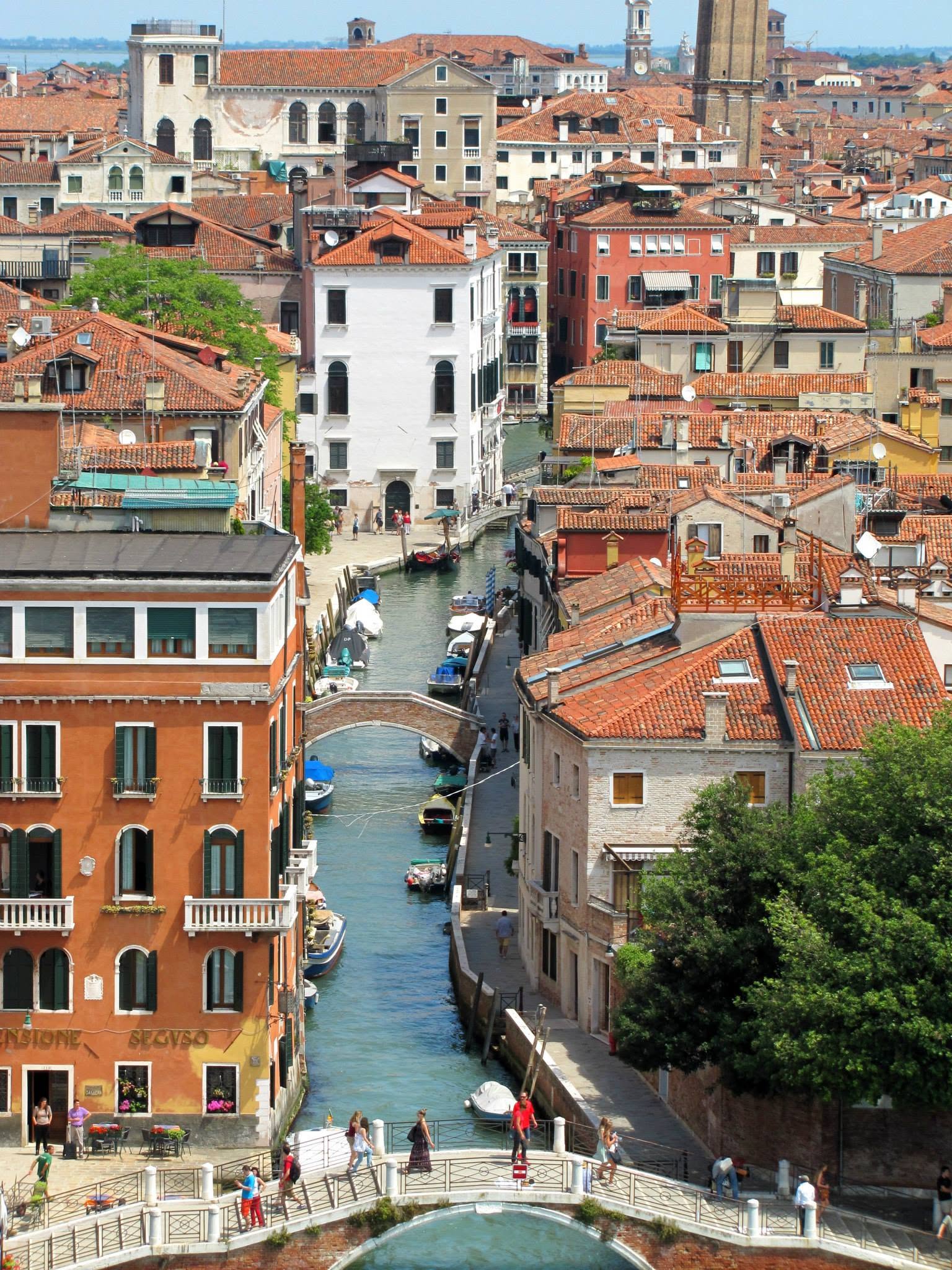 Side canals and bridges from the ship in Venice
