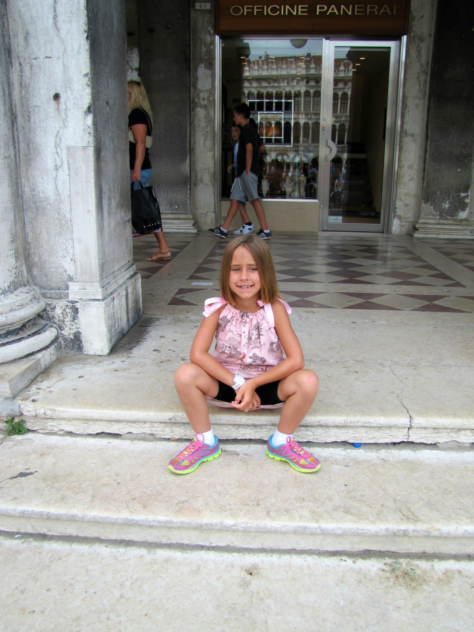 Lisa back on solid ground near St. Mark's Square