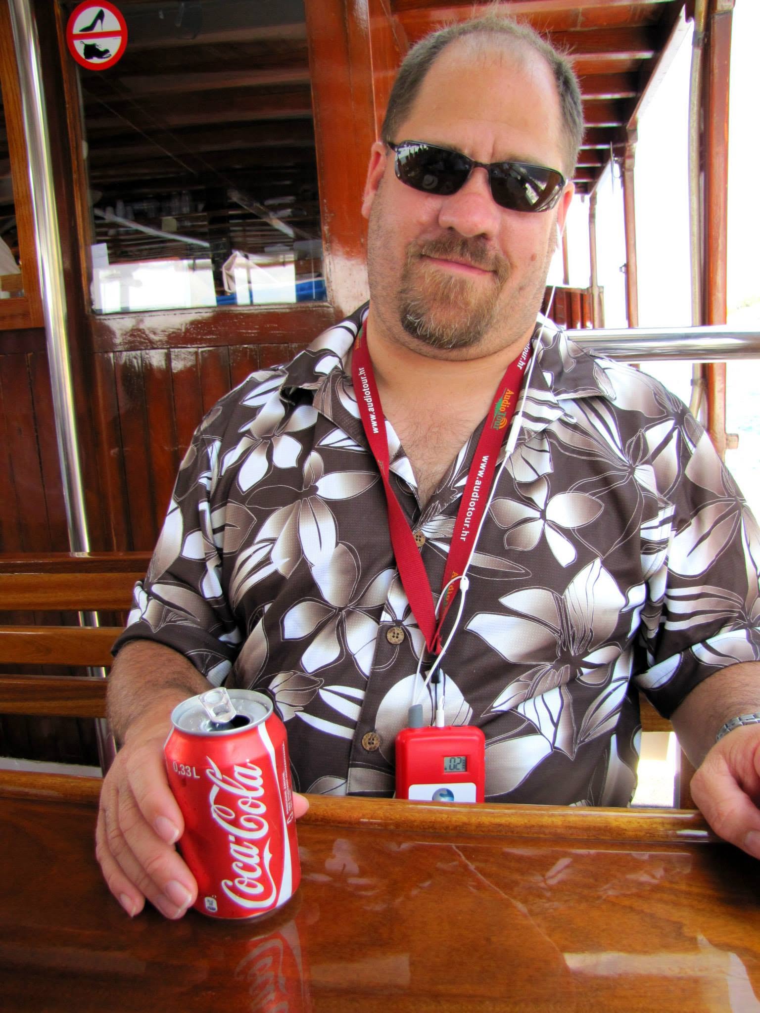 Michael with another Coke on the Dubrovnik boat cruise