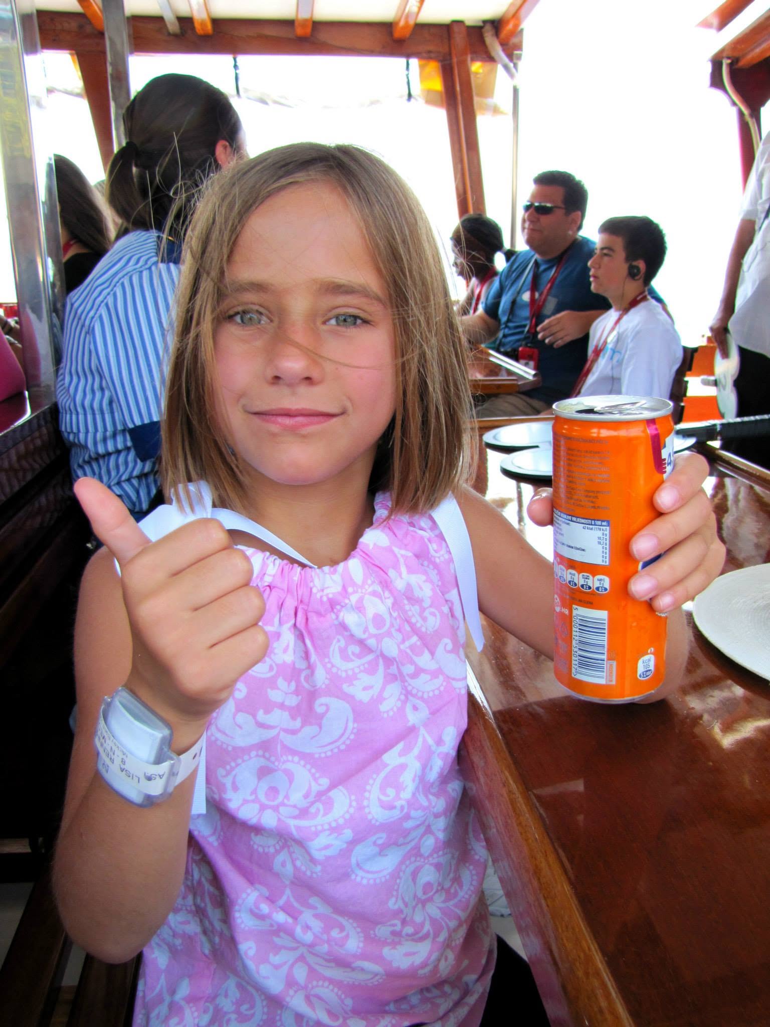 Lisa with her European Fanta on the Dubrovnik boat