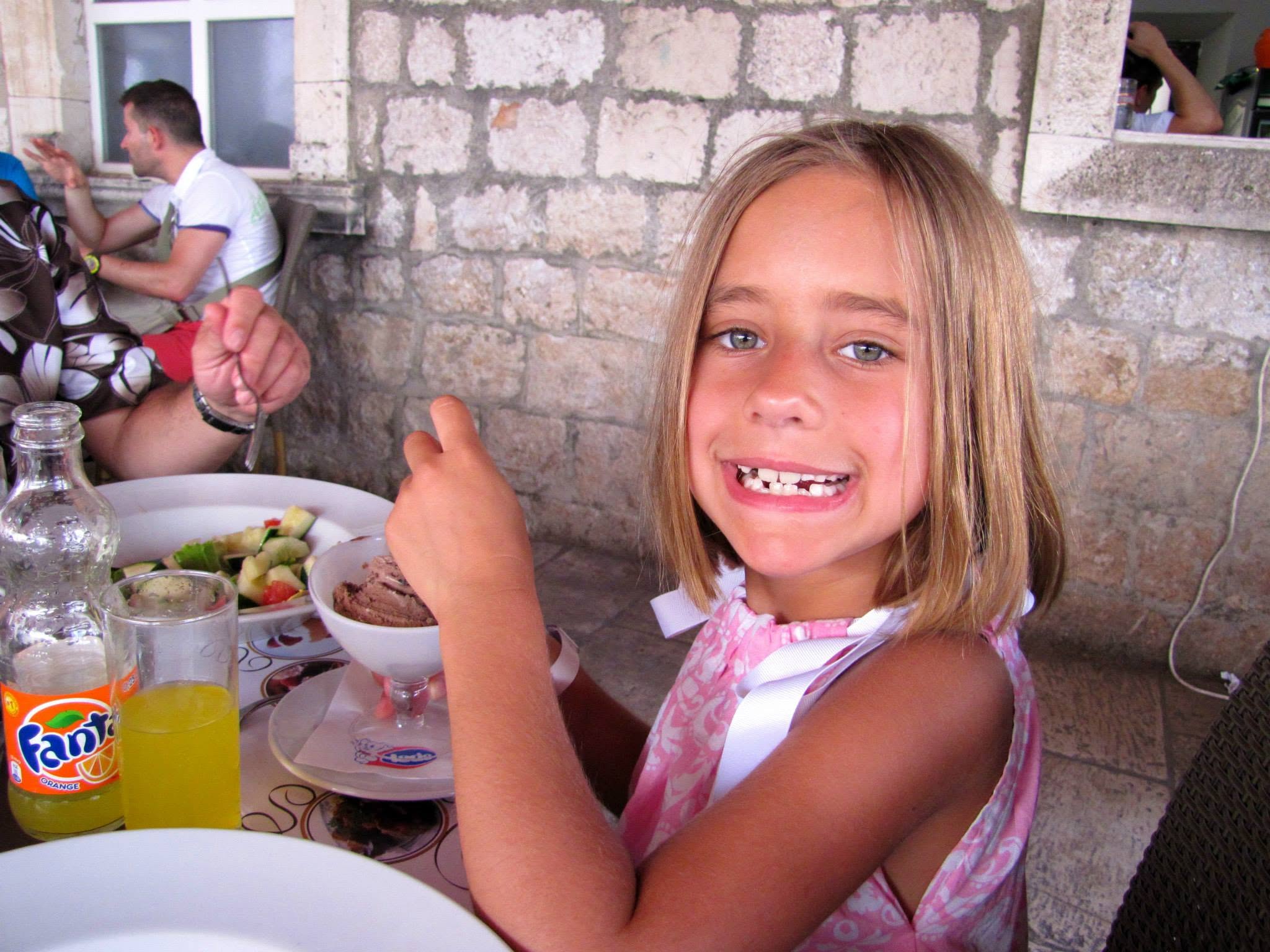 Lisa at lunch in Dubrovnik's Old Town