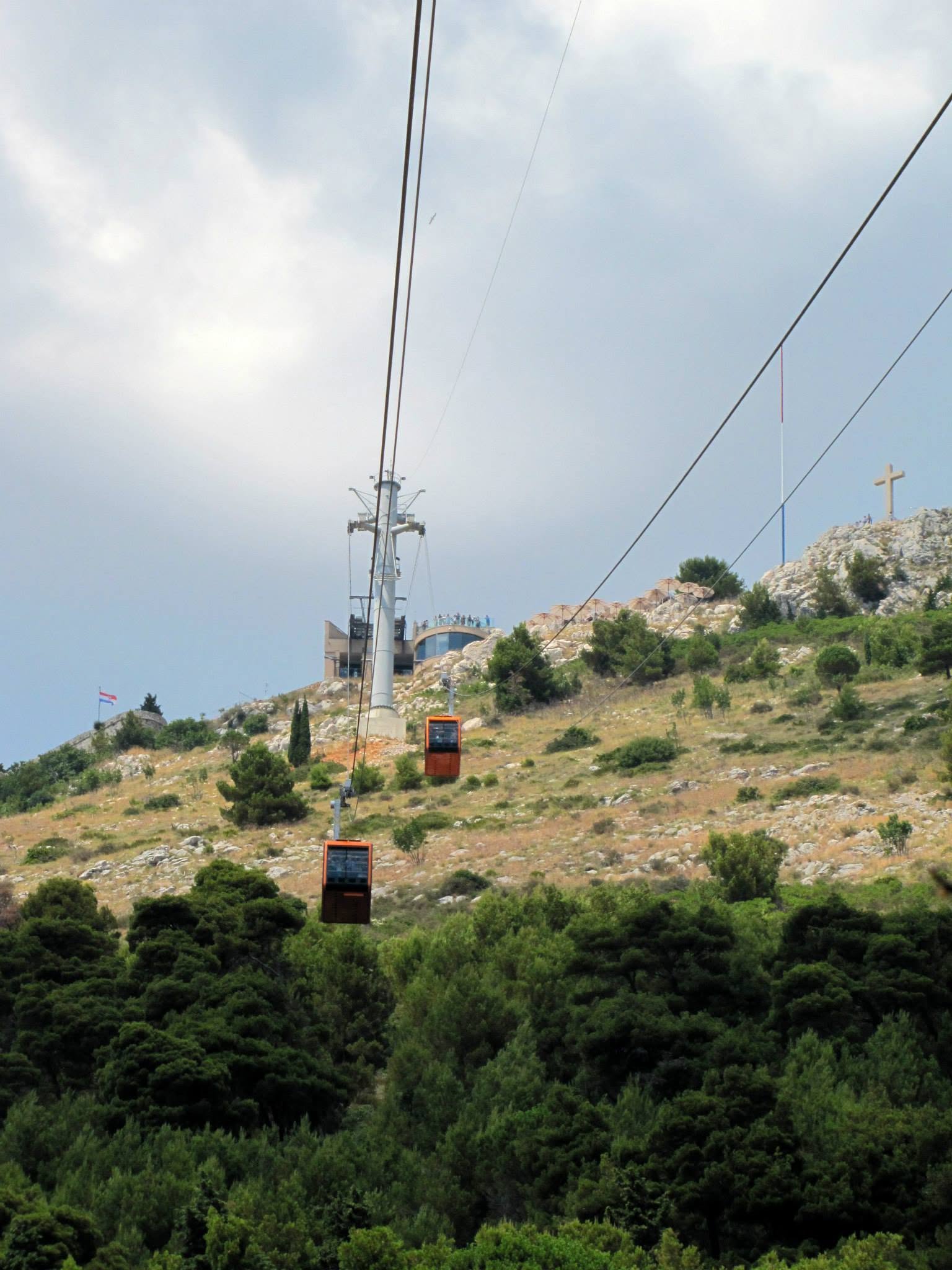 A cable car climbing Mount Srd