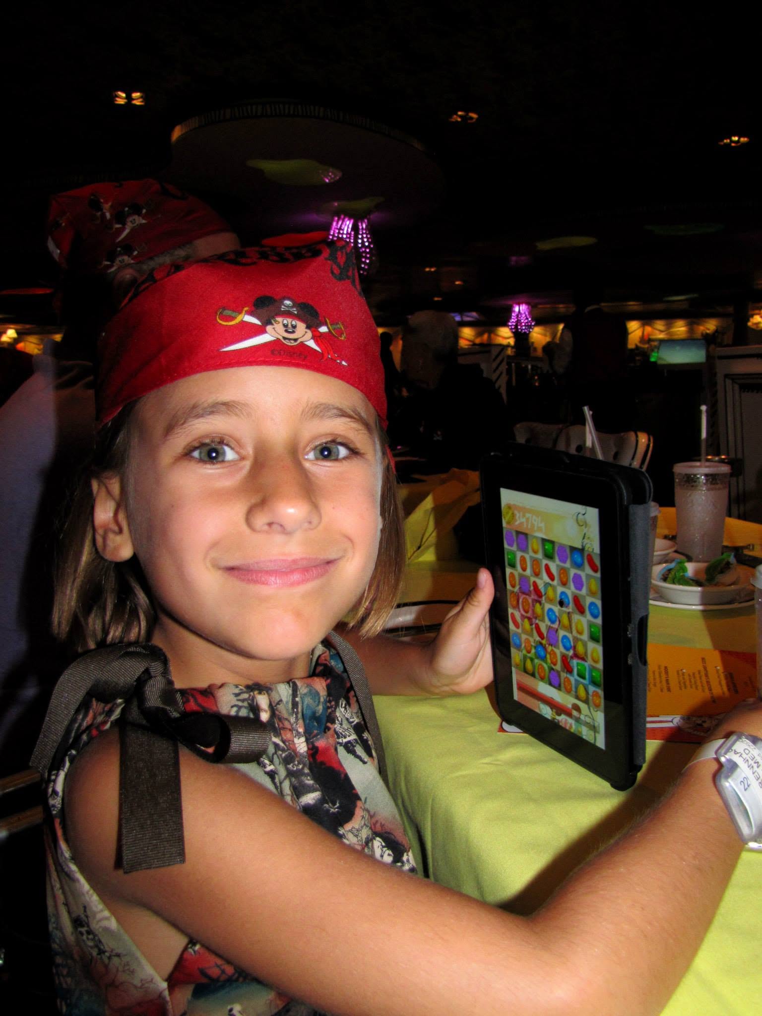 Lisa in her pirate bandana on Pirate Night