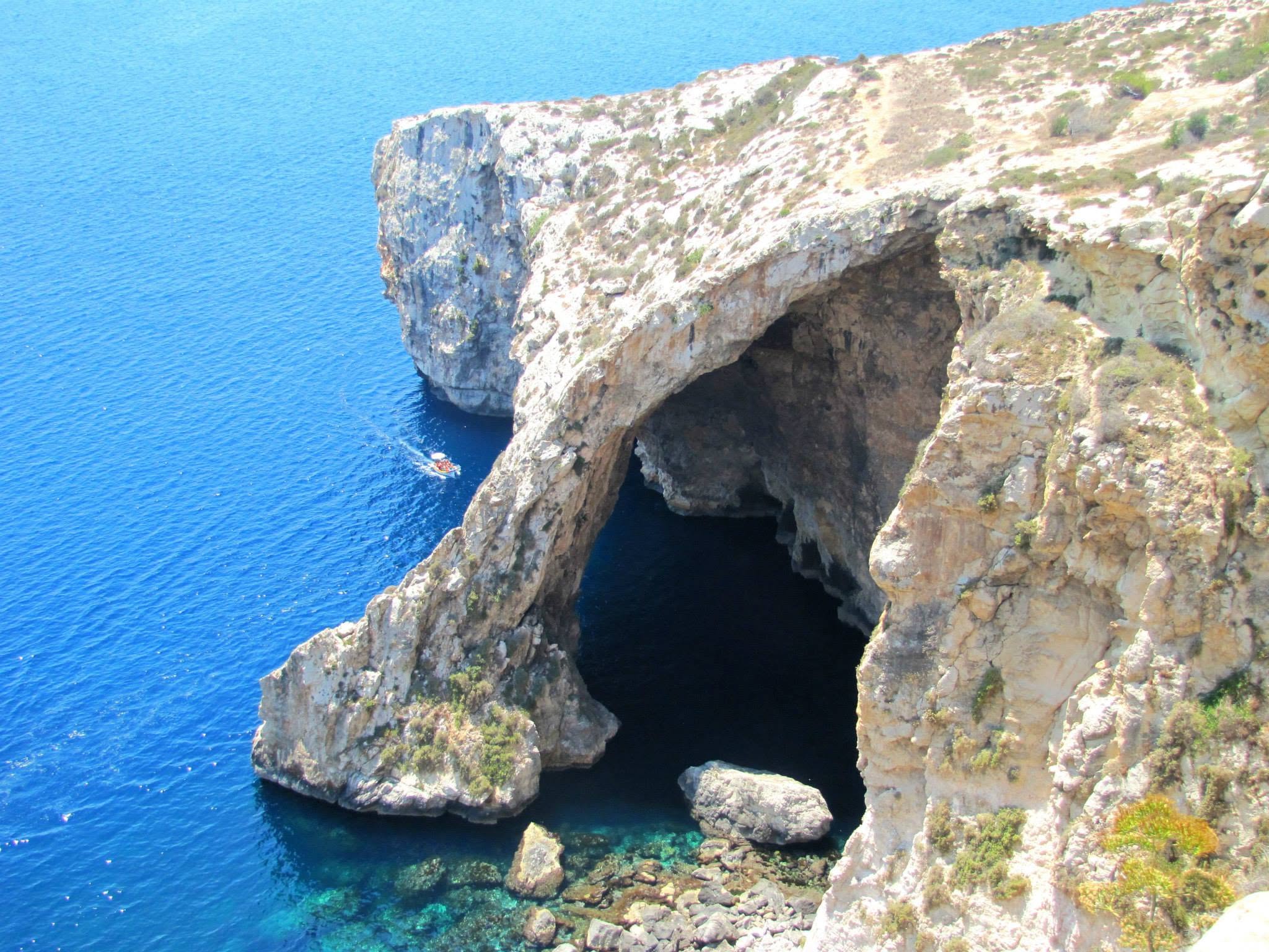 The Blue Grotto from the cliffs in Malta