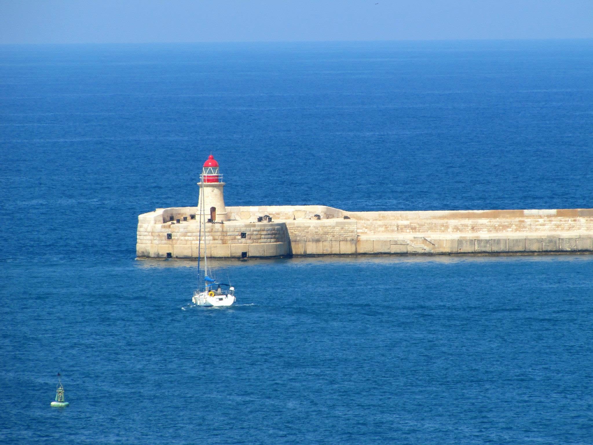 The harbor lighthouse from Deck 10 in Valletta