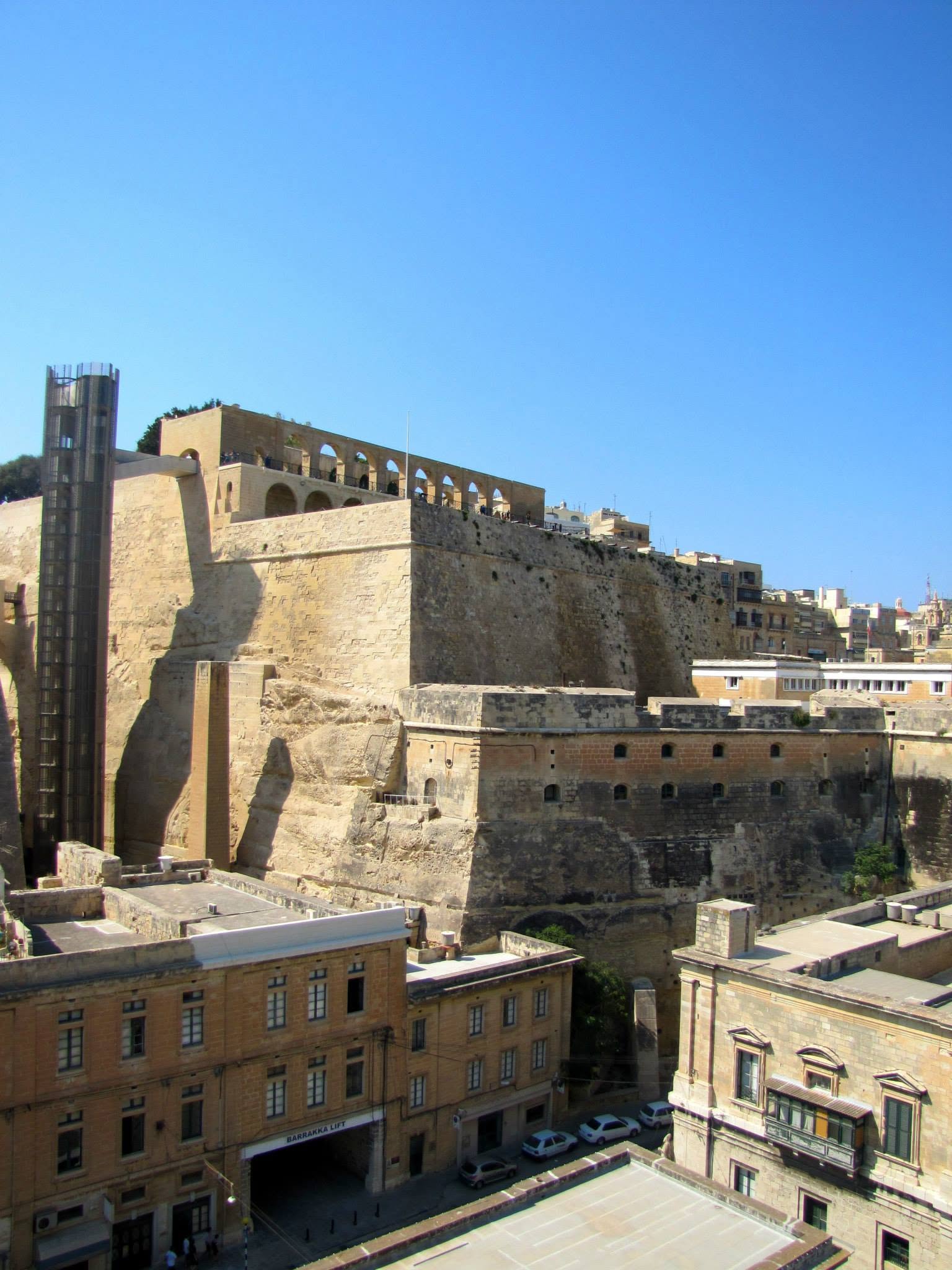 The old walls of Valletta from our ship