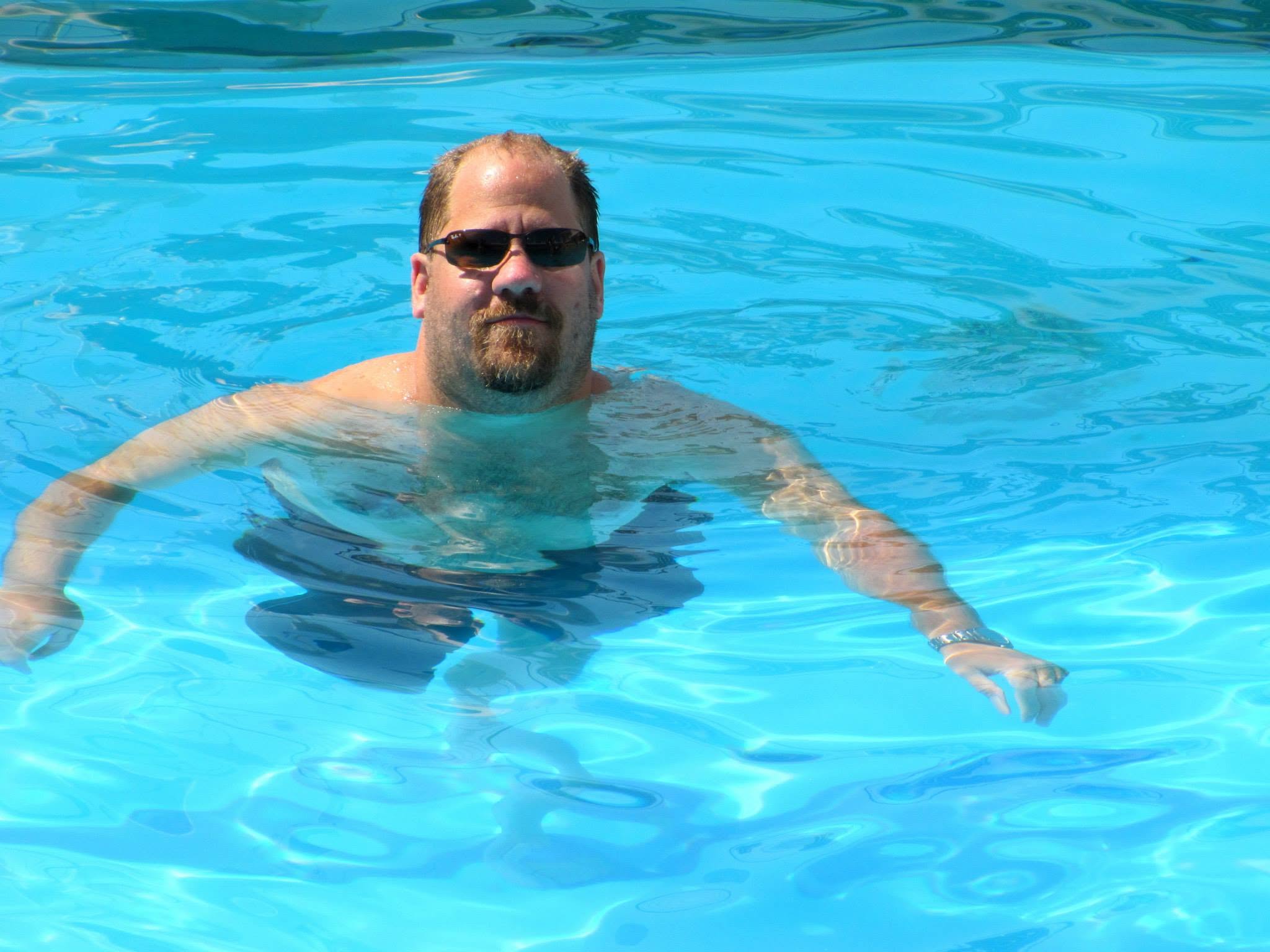 Michael in the Quiet Cove pool on the Magic