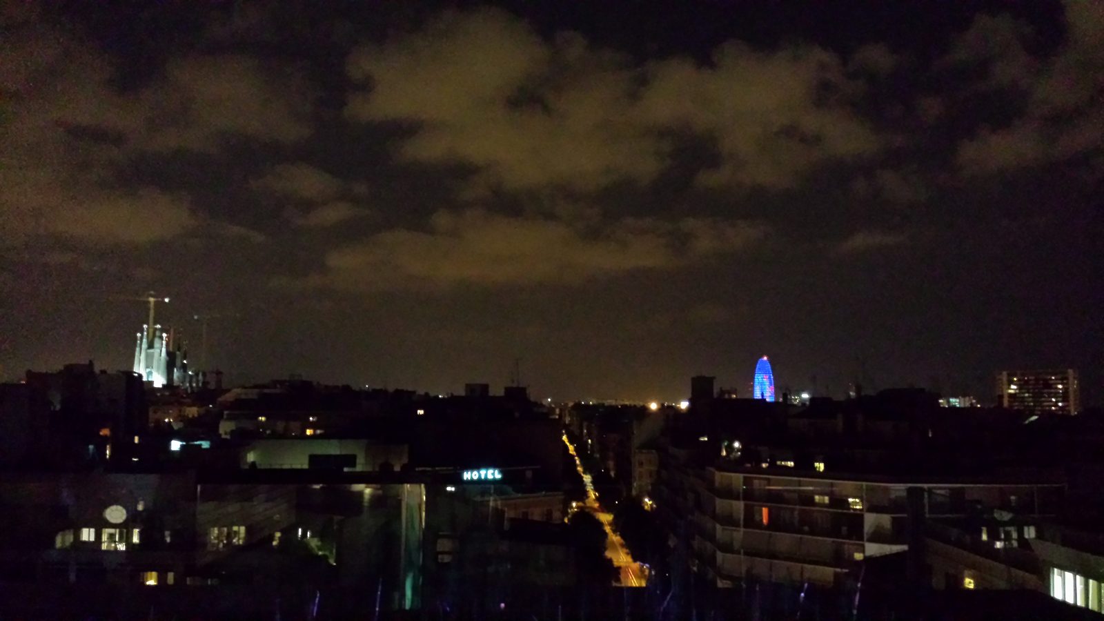 Barcelona's skyline after dark