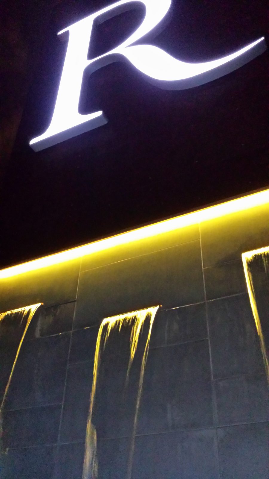 The Renaissance sign lit up at night