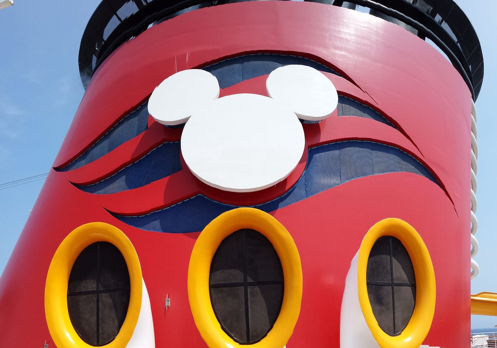 The Mickey ear funnel above the pool deck