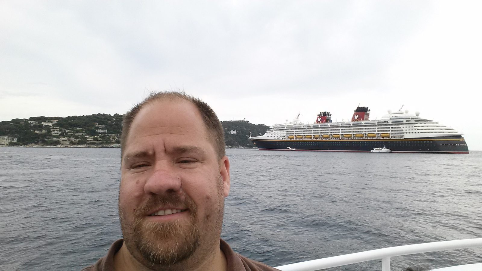 Selfie on the tender, ship behind me