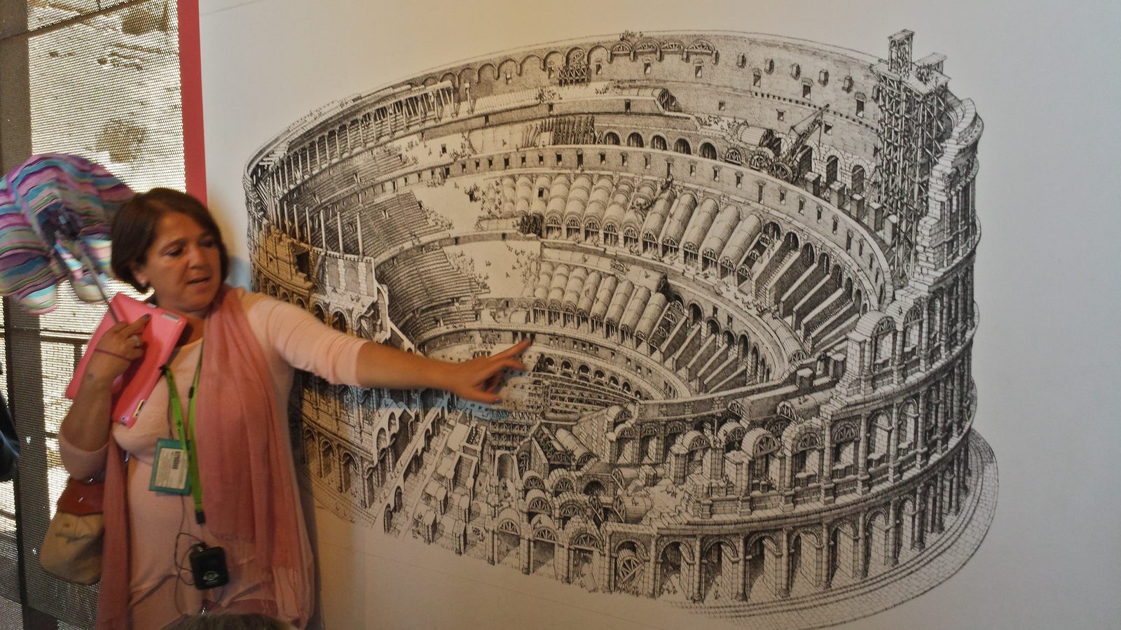Our guide explaining the Colosseum's design