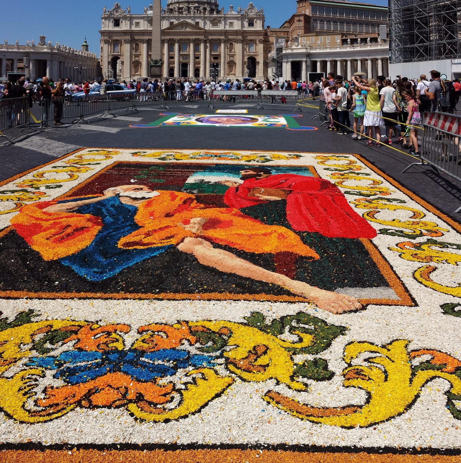 A flower petal carpet in St. Peter's Square