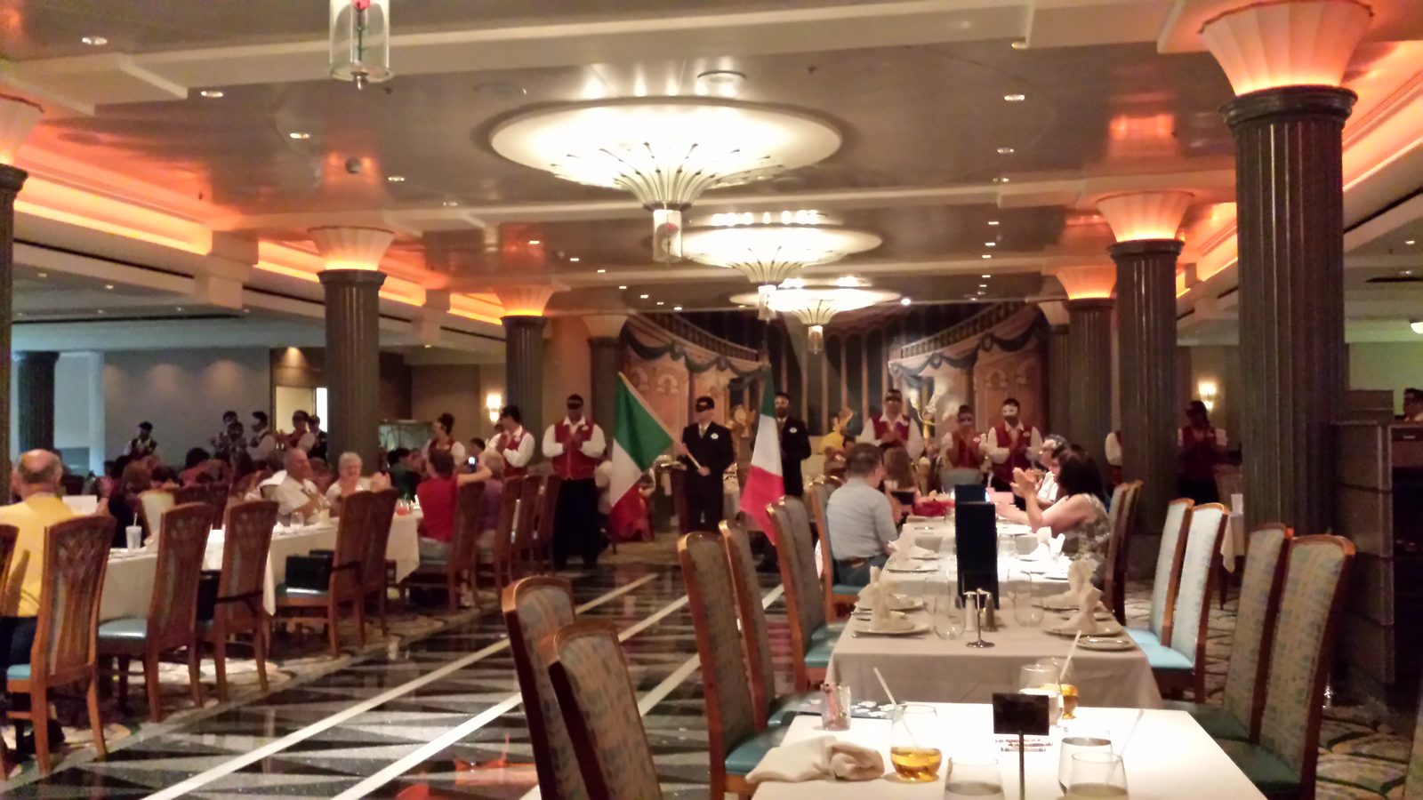 Dinner in the ship's dining room