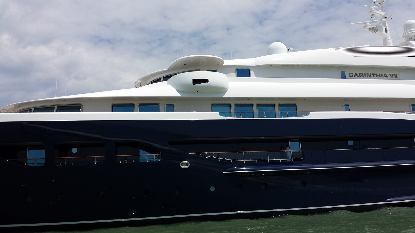 A giant yacht anchored off Venice