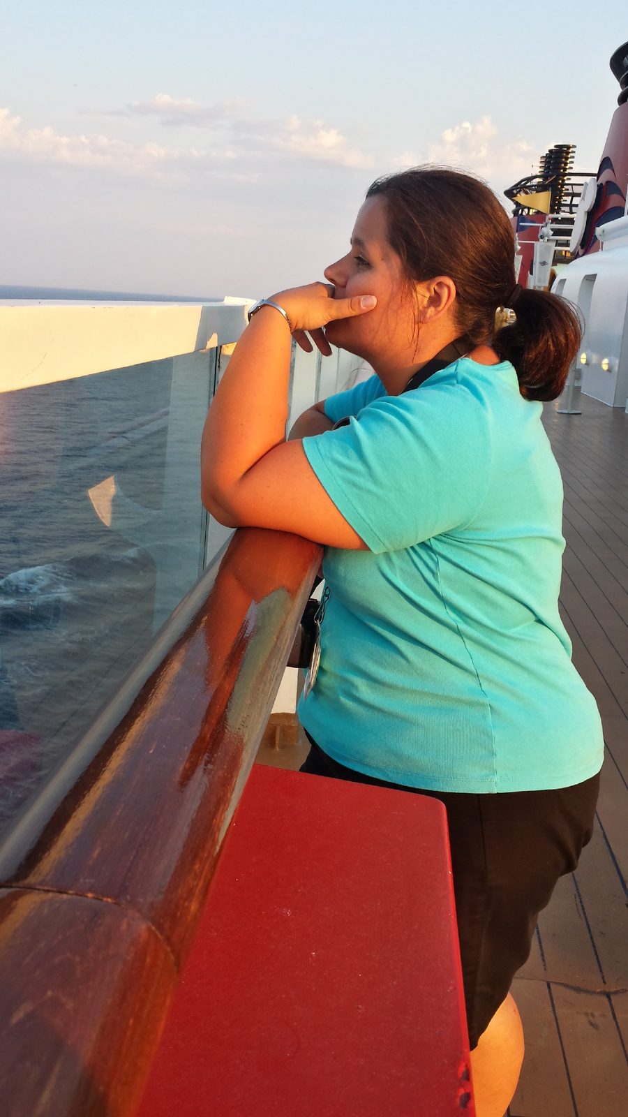 Kathy watching the sunset over the Adriatic