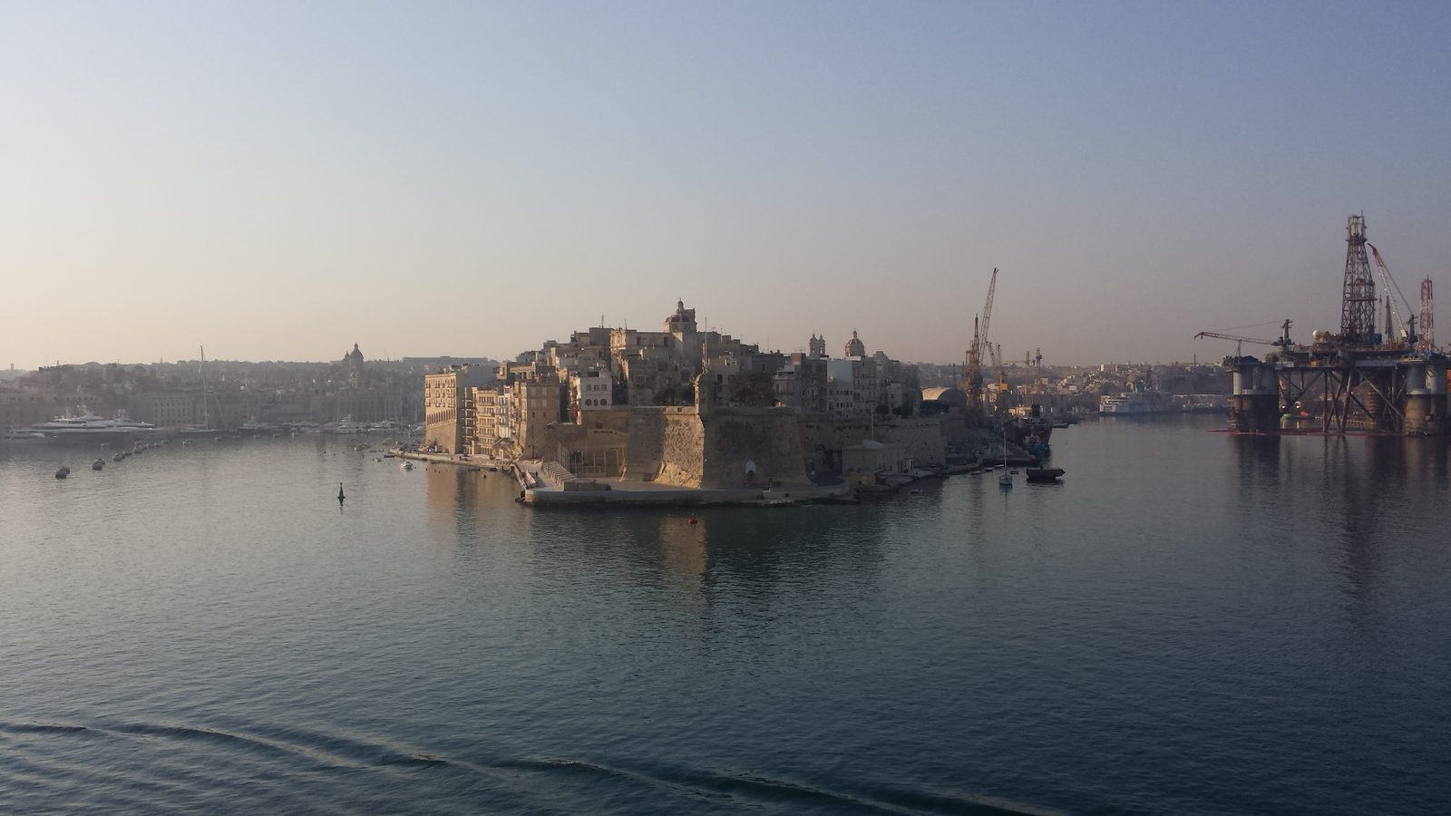 Sailing into Valletta at sunrise