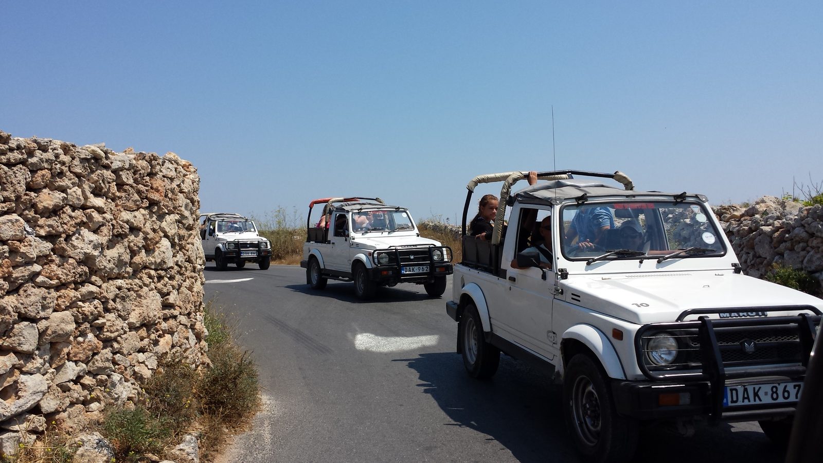 Jeep convoy along the coast road