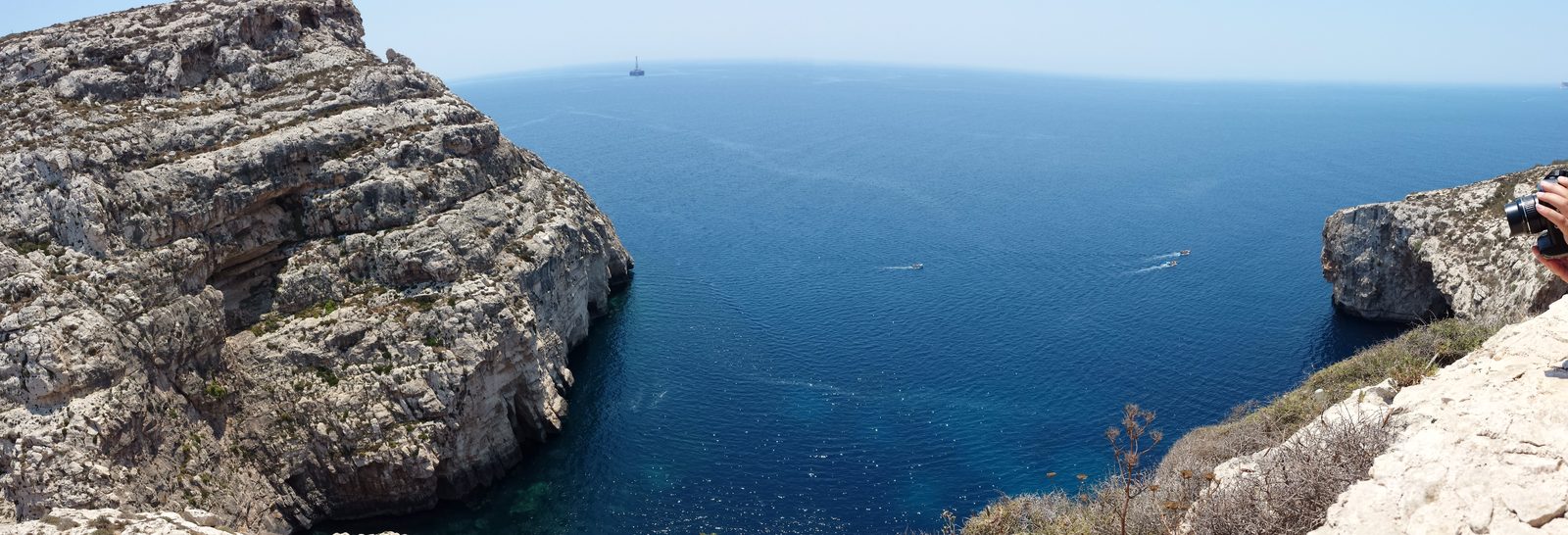 The turquoise water at the Blue Grotto