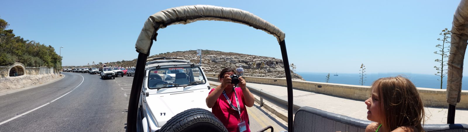 In the jeep on the tour
