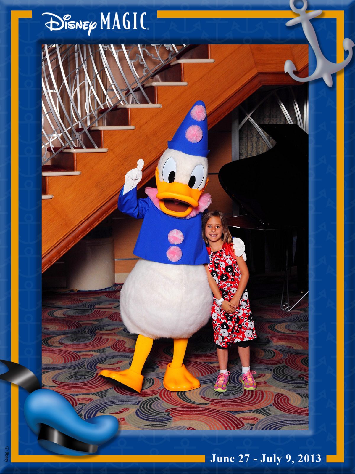 Lisa meets Donald on the stairs