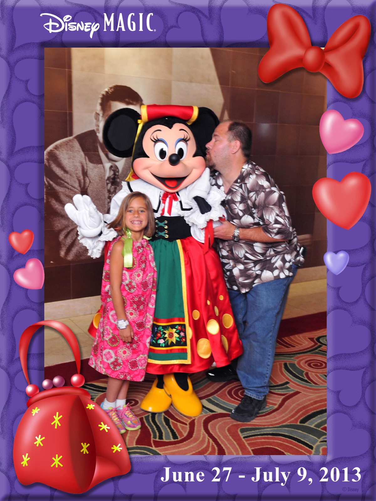 Lisa, Minnie in her Italian-inspired outfit, and Michael in the Lobby Atrium