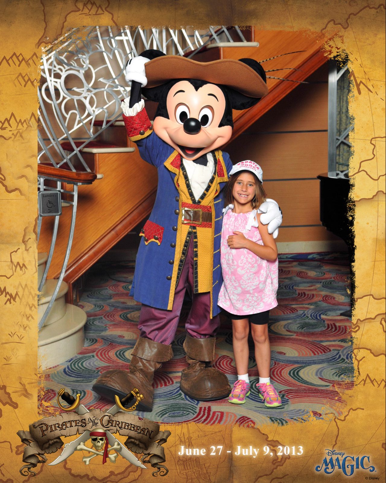 Mickey in pirate garb with Lisa on Pirate Night