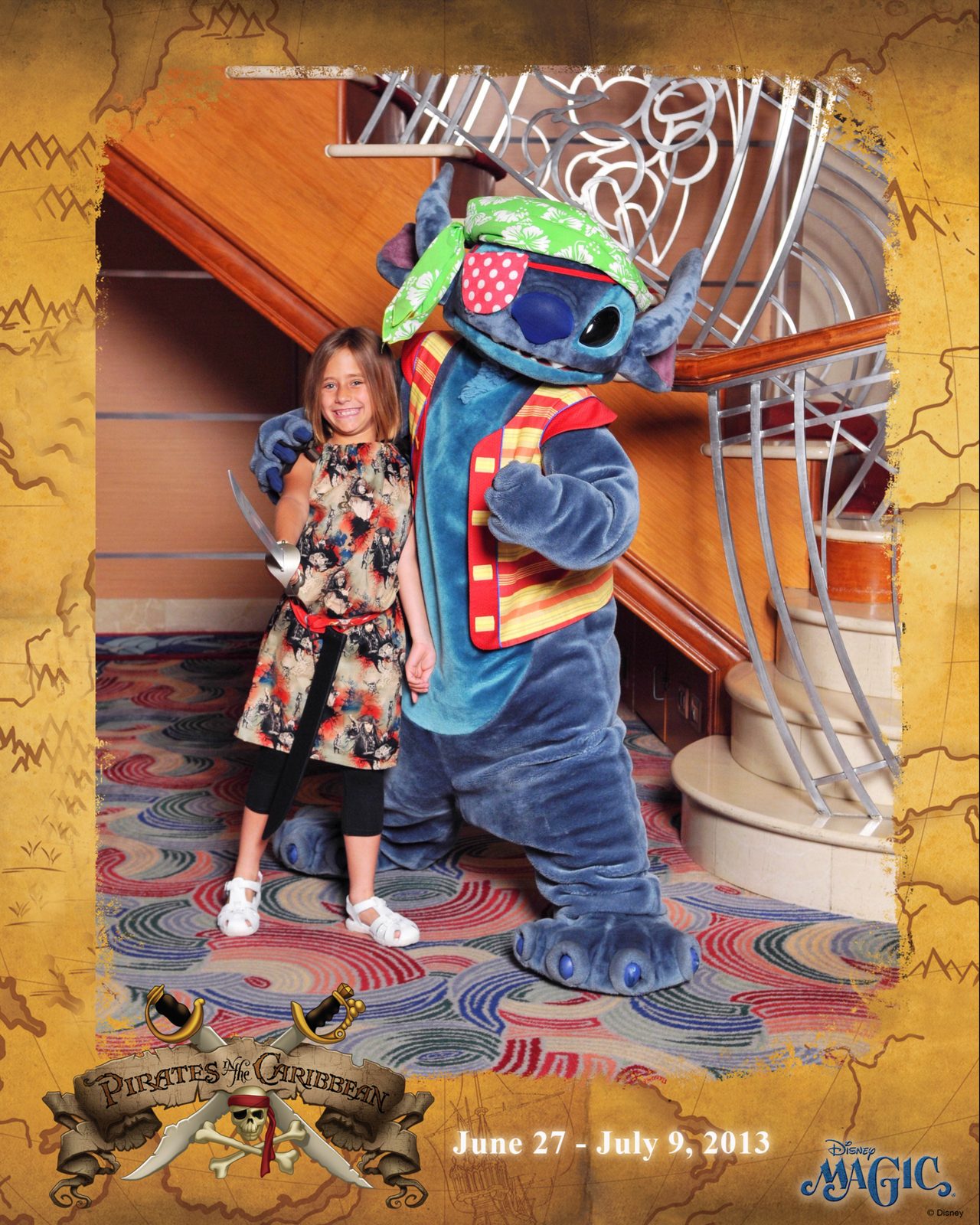Stitch in pirate garb with Lisa on Pirate Night