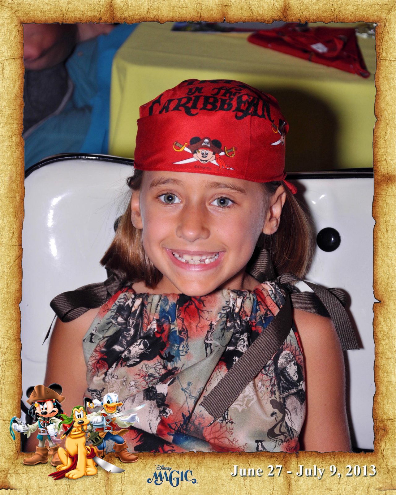 Lisa in her bandana at Parrot Cay on Pirate Night