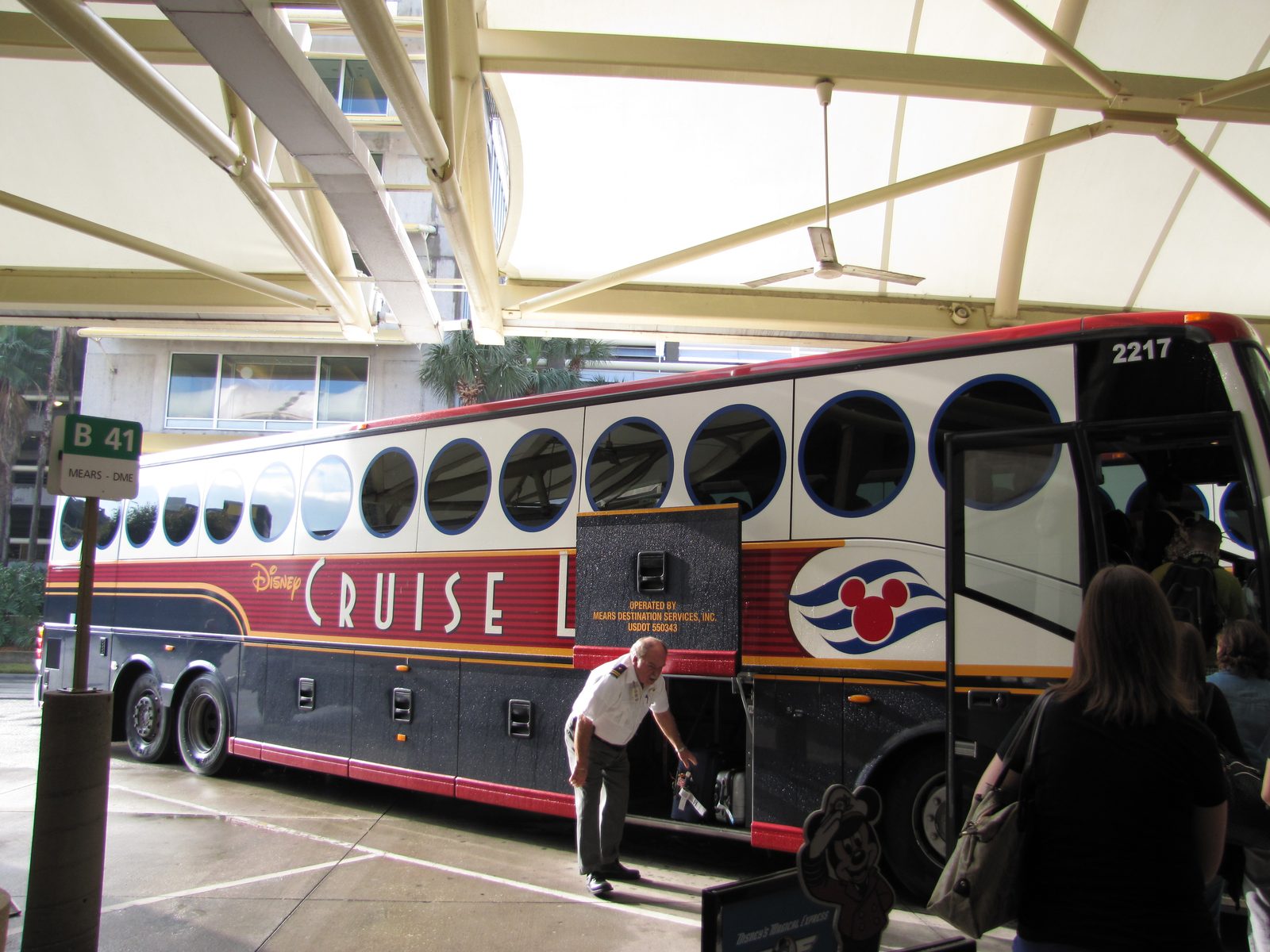 Boarding the Disney Cruise Line bus