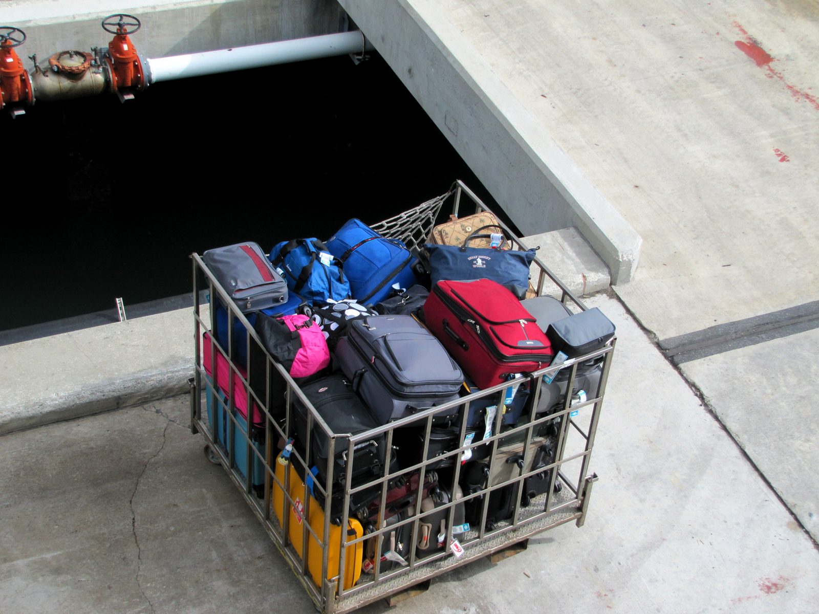 Our luggage loaded onto the carts below