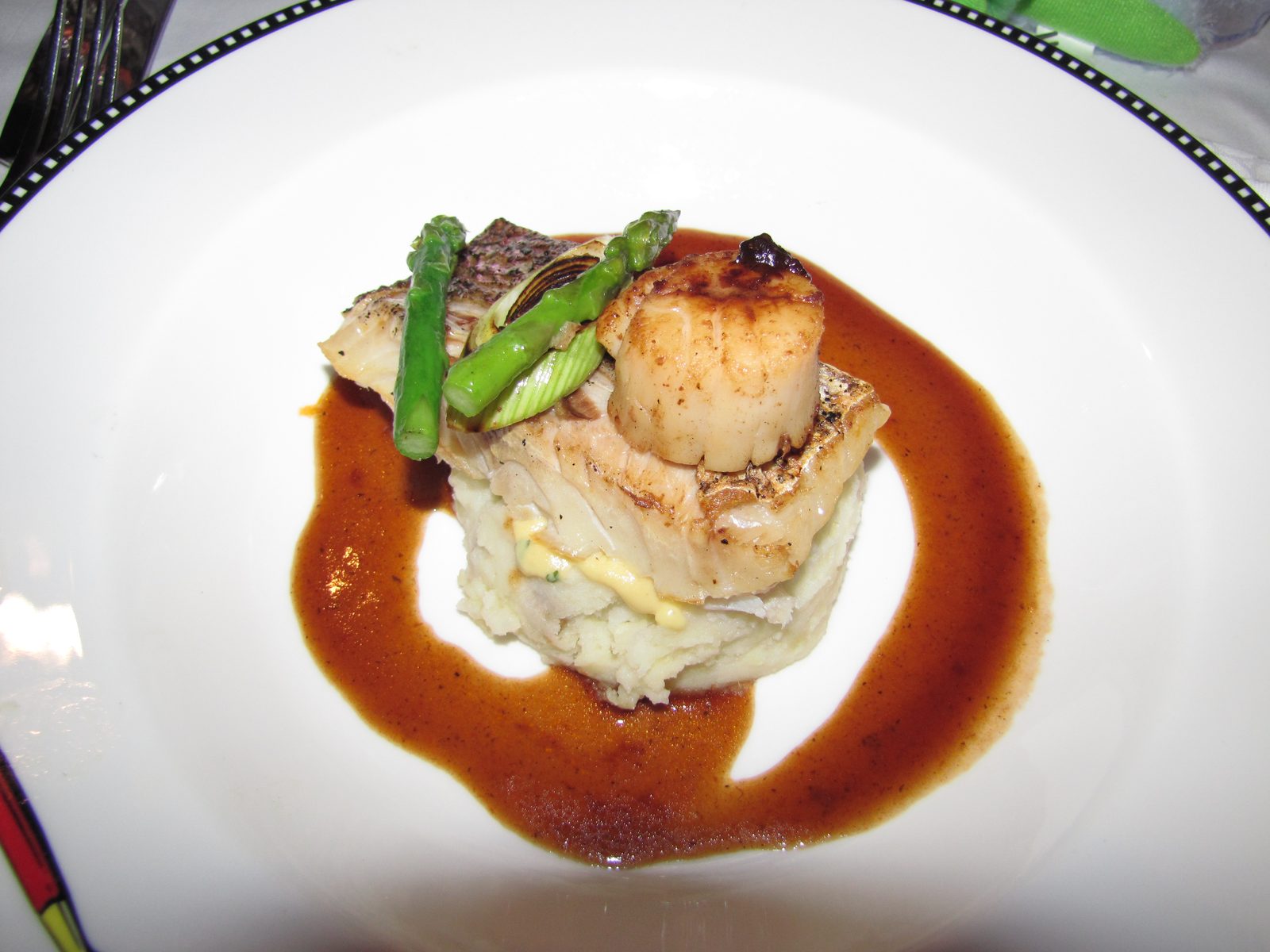 Seared scallops at dinner