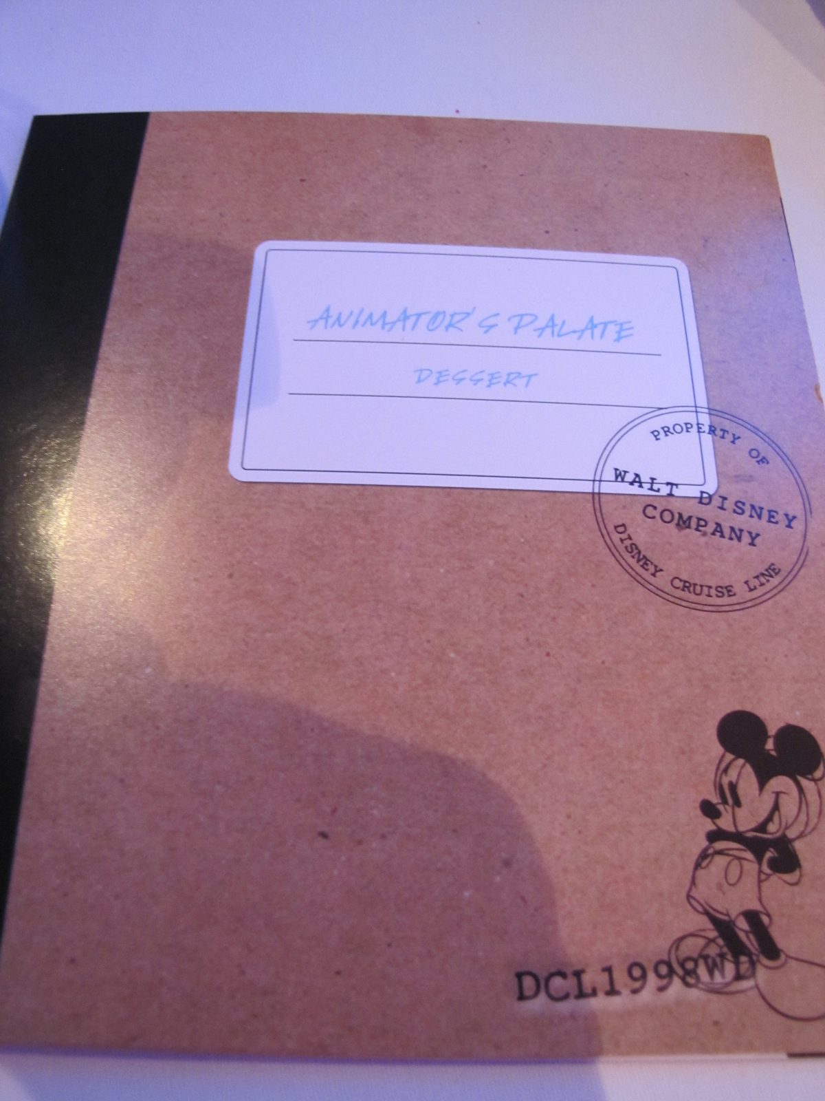 The Animator's Palate dessert menu