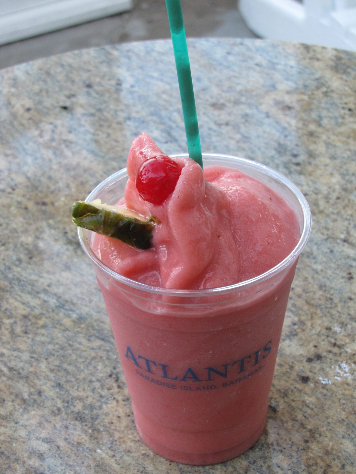 A drink in an Atlantis cup